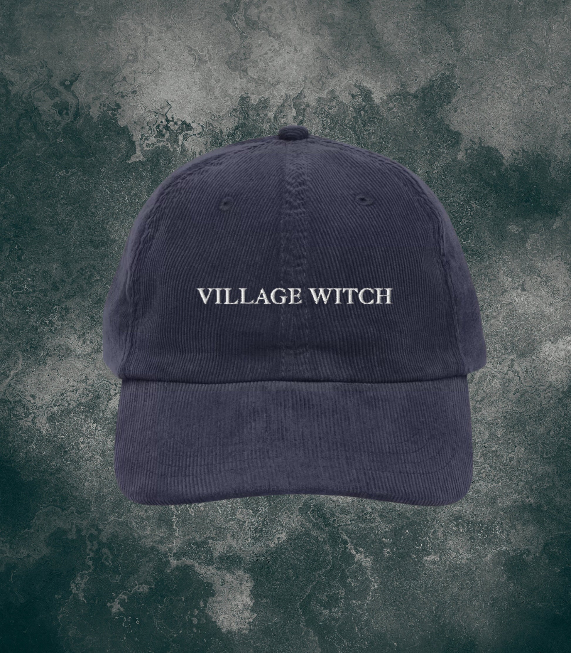 Village Witch Embroidered Corduroy Dad Hat * Halloween Costume Salem Girls Trip Spooky Witchy Wicca Gothic Aesthetic Trucker Cap