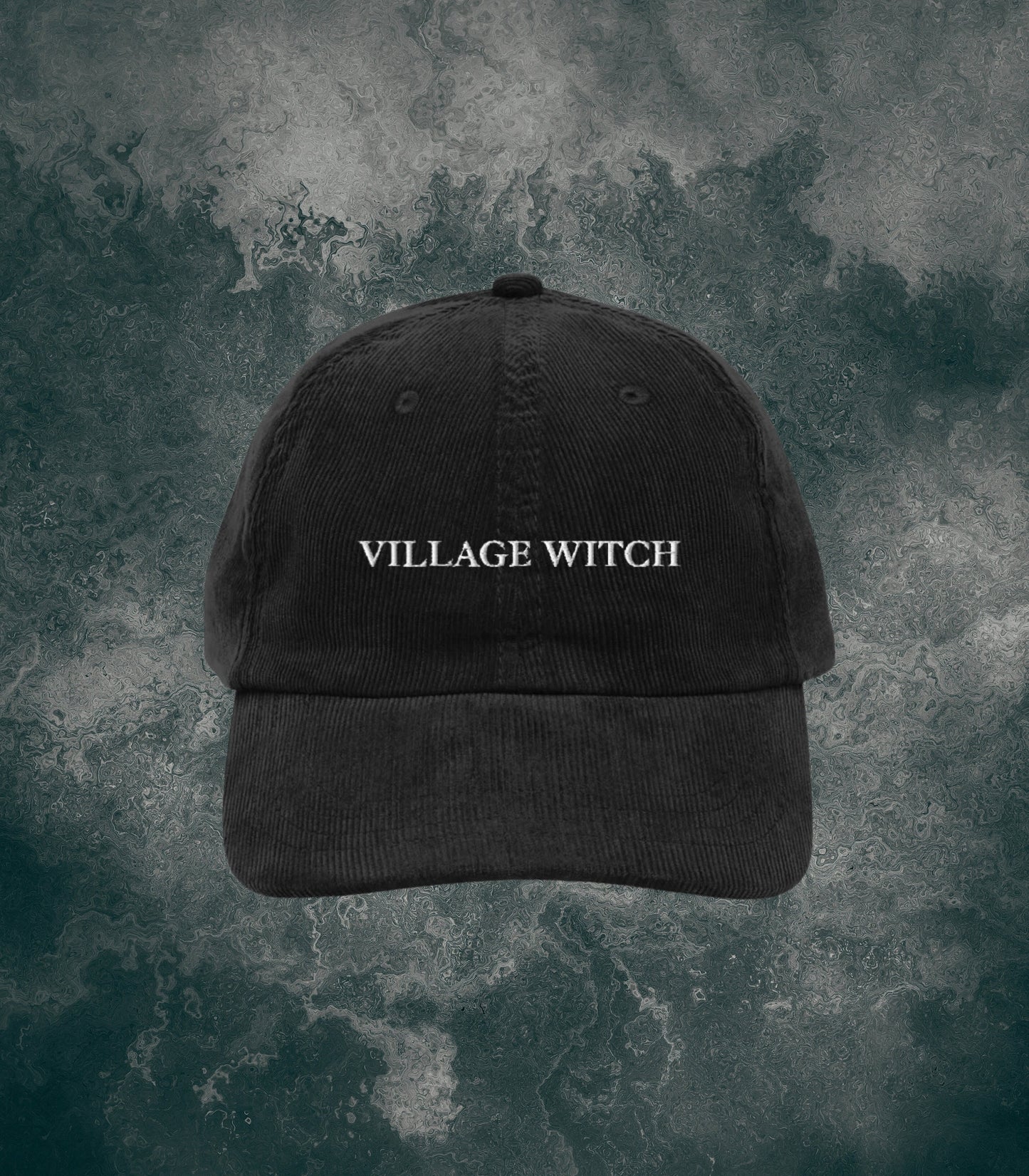 Village Witch Embroidered Corduroy Dad Hat * Halloween Costume Salem Girls Trip Spooky Witchy Wicca Gothic Aesthetic Trucker Cap