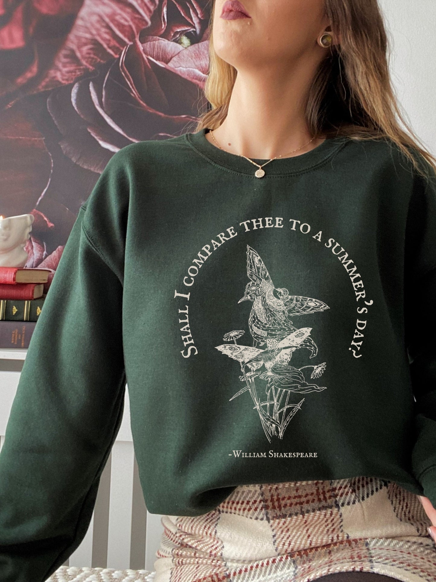 Shakespeare Sonnet Sweatshirt * Summer's Day Hoodie * Subtle Bookish Merch Reader Bookworm Gift Hoodie * Poet Literature Shirt Dark Academia