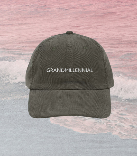 Grandmillennial vintage corduroy embroidered dad hat * Aesthetic Series * 1900s 90s 80s funny bff birthday gift * nostalgic grandmacore