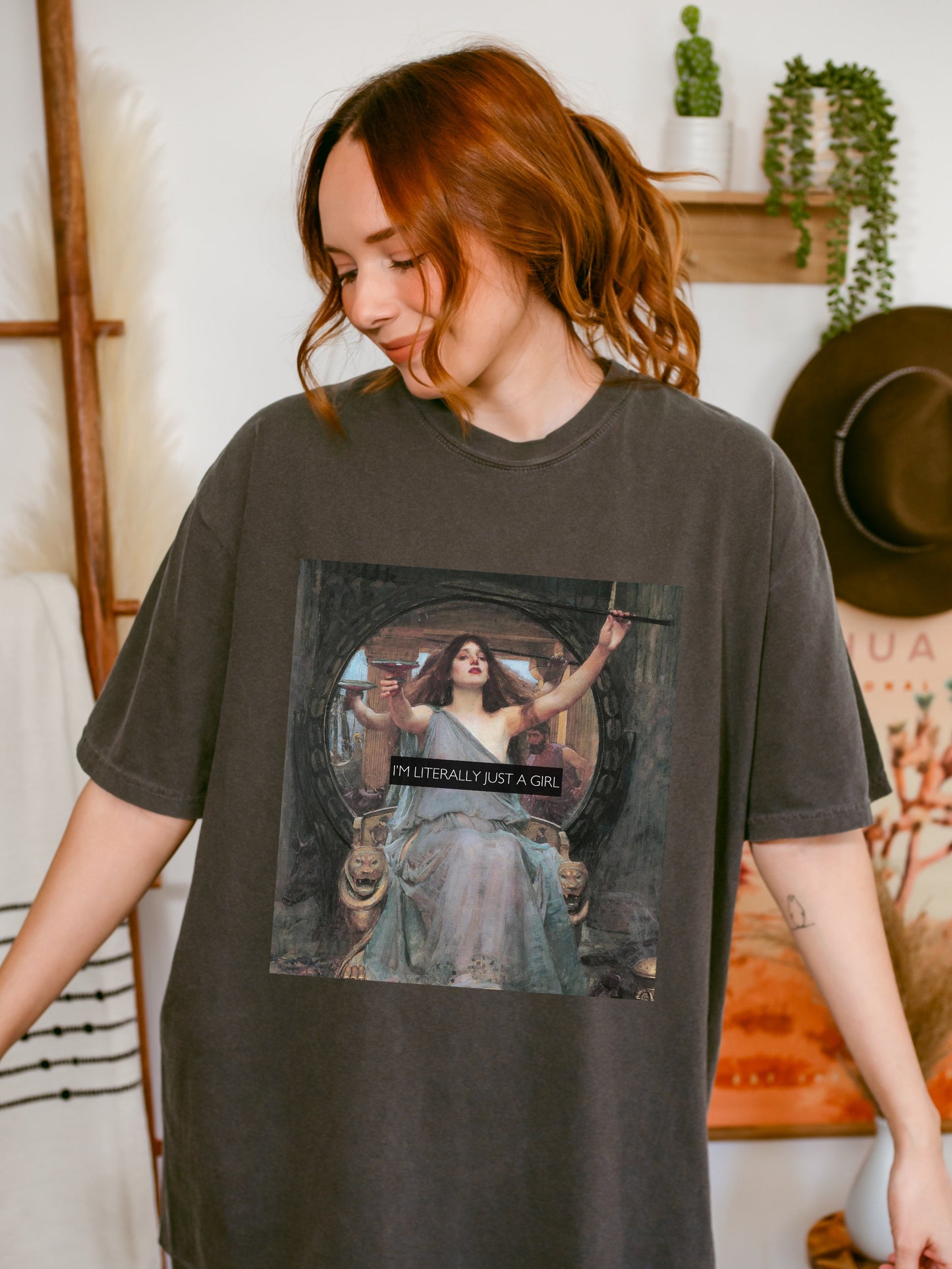 I'm Literally Just a Girl * Altered Art Series * Waterhouse Circe Comfort Colors Feminist Witchy Tee Equal Rights Gift Burn the Patriarchy