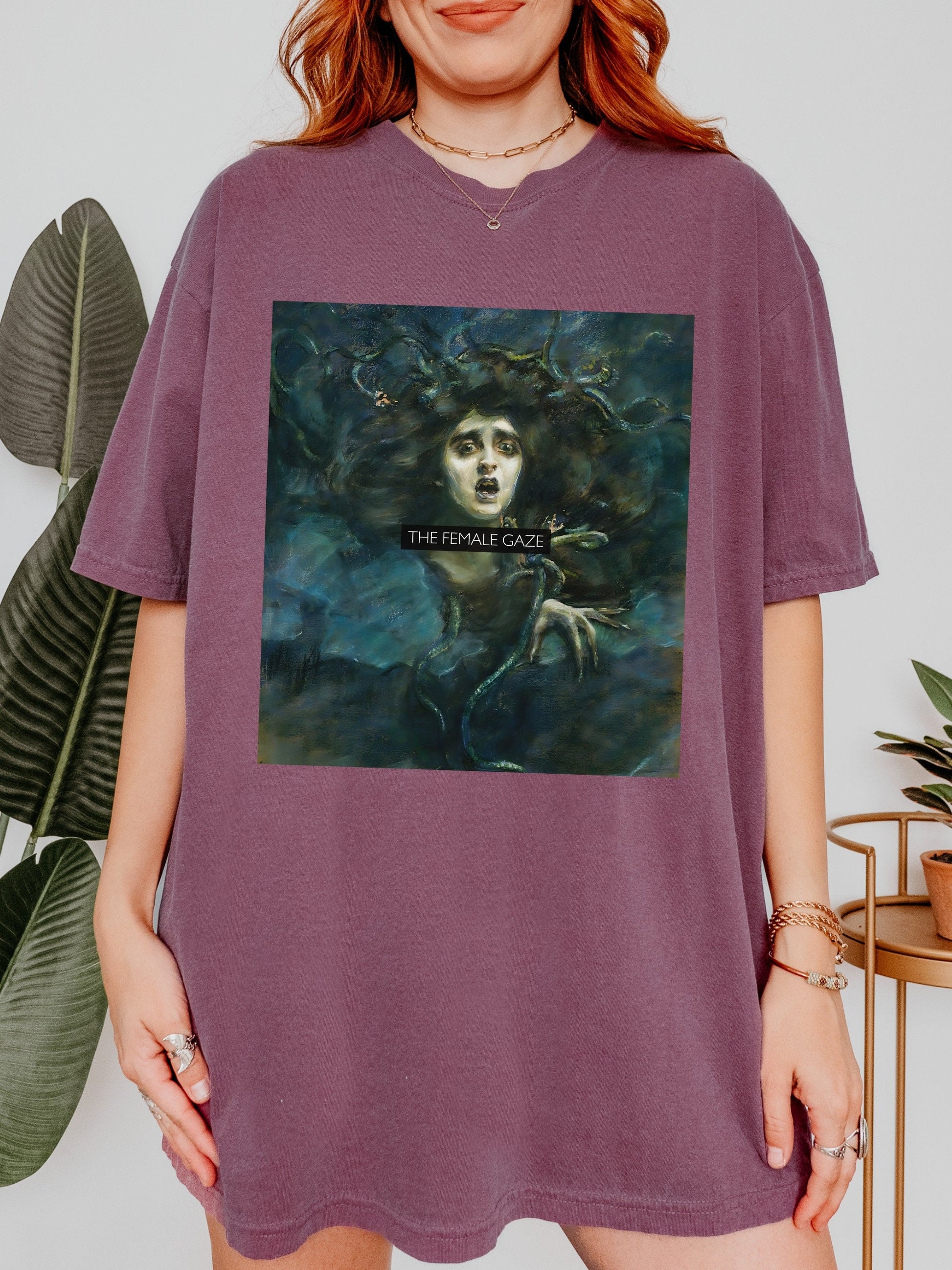 The Female Gaze * Altered Art Series * Medusa Gorgon Goddess Comfort Colors Feminist Witchy Tee Equal Rights Gift Petrify the Patriarchy