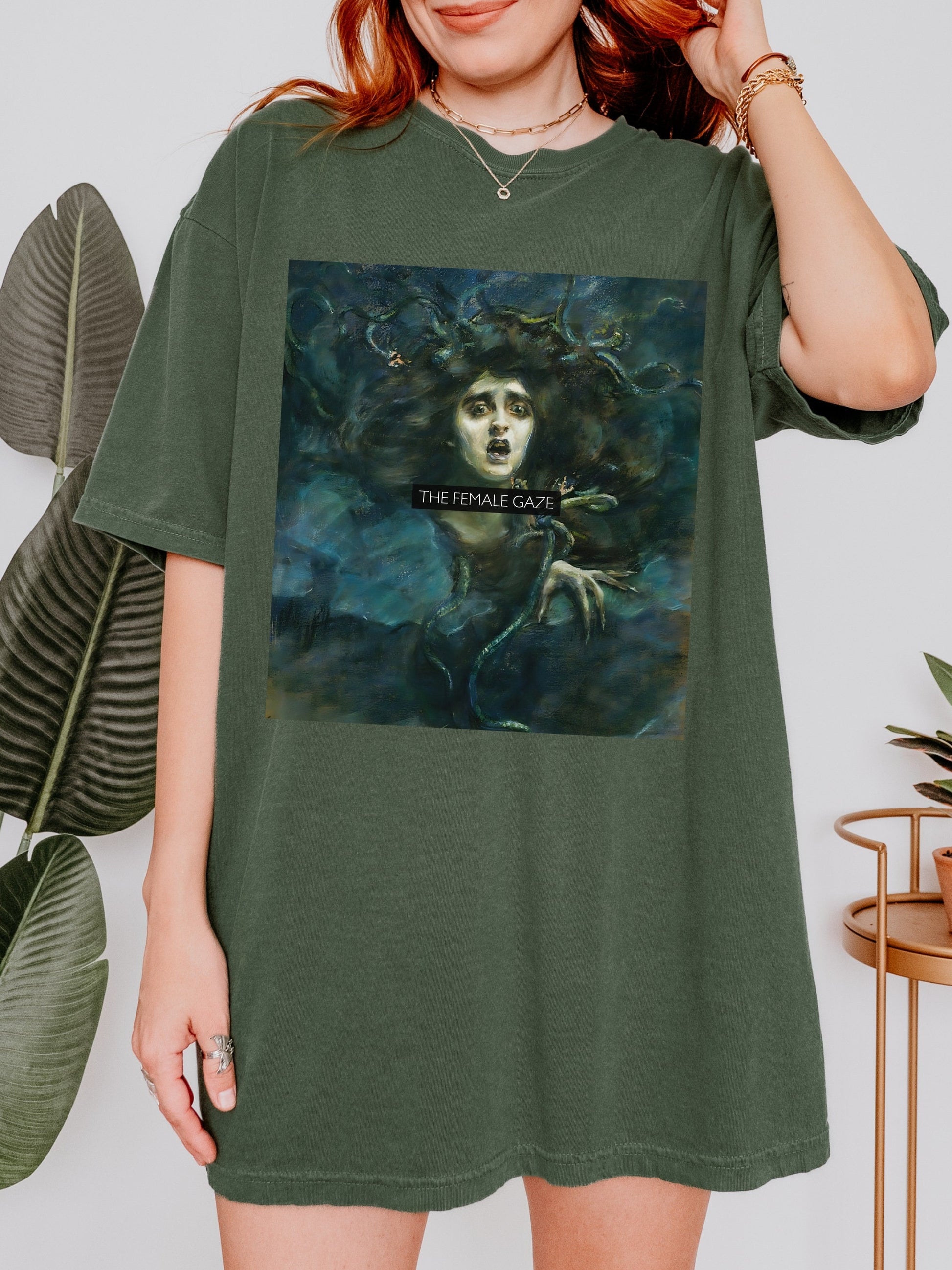 The Female Gaze * Altered Art Series * Medusa Gorgon Goddess Comfort Colors Feminist Witchy Tee Equal Rights Gift Petrify the Patriarchy