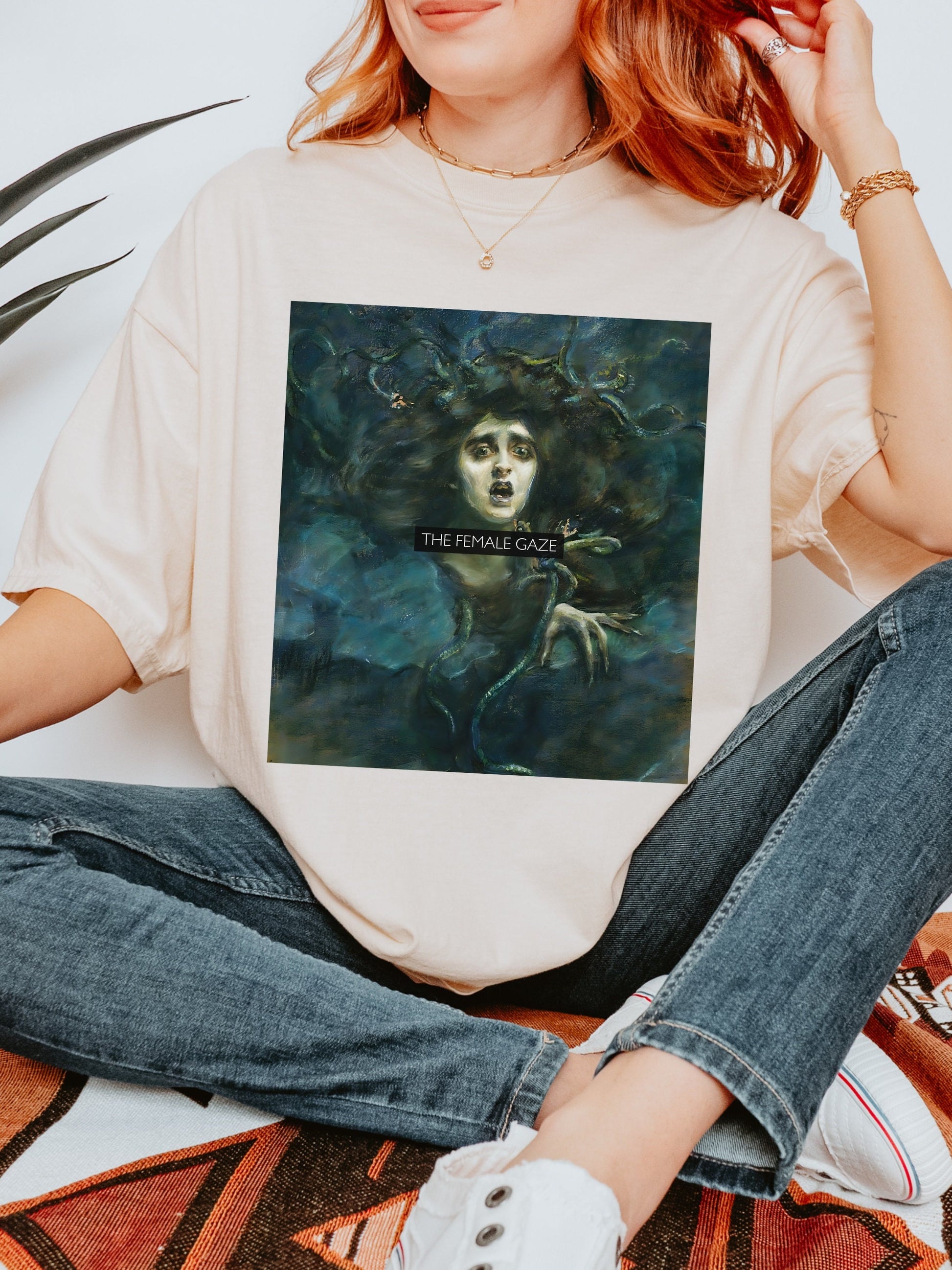 The Female Gaze * Altered Art Series * Medusa Gorgon Goddess Comfort Colors Feminist Witchy Tee Equal Rights Gift Petrify the Patriarchy