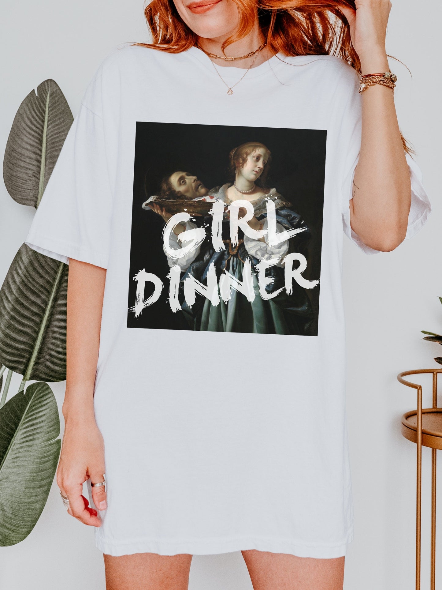 Girl Dinner Altered Art Series * Judith beheading holofernes Comfort Colors Feminist Funny Tee Burn the Patriarchy Girls will be Girls shirt