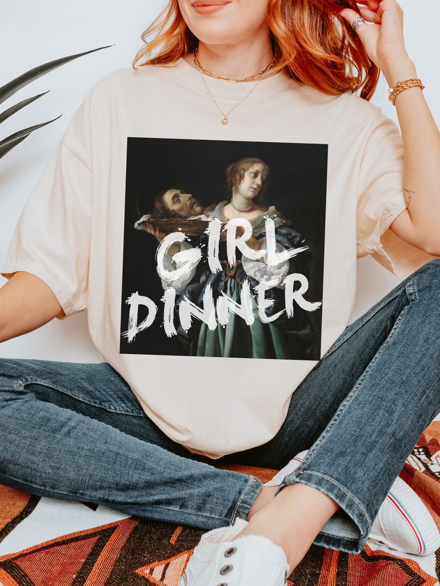 Girl Dinner Altered Art Series * Judith beheading holofernes Comfort Colors Feminist Funny Tee Burn the Patriarchy Girls will be Girls shirt