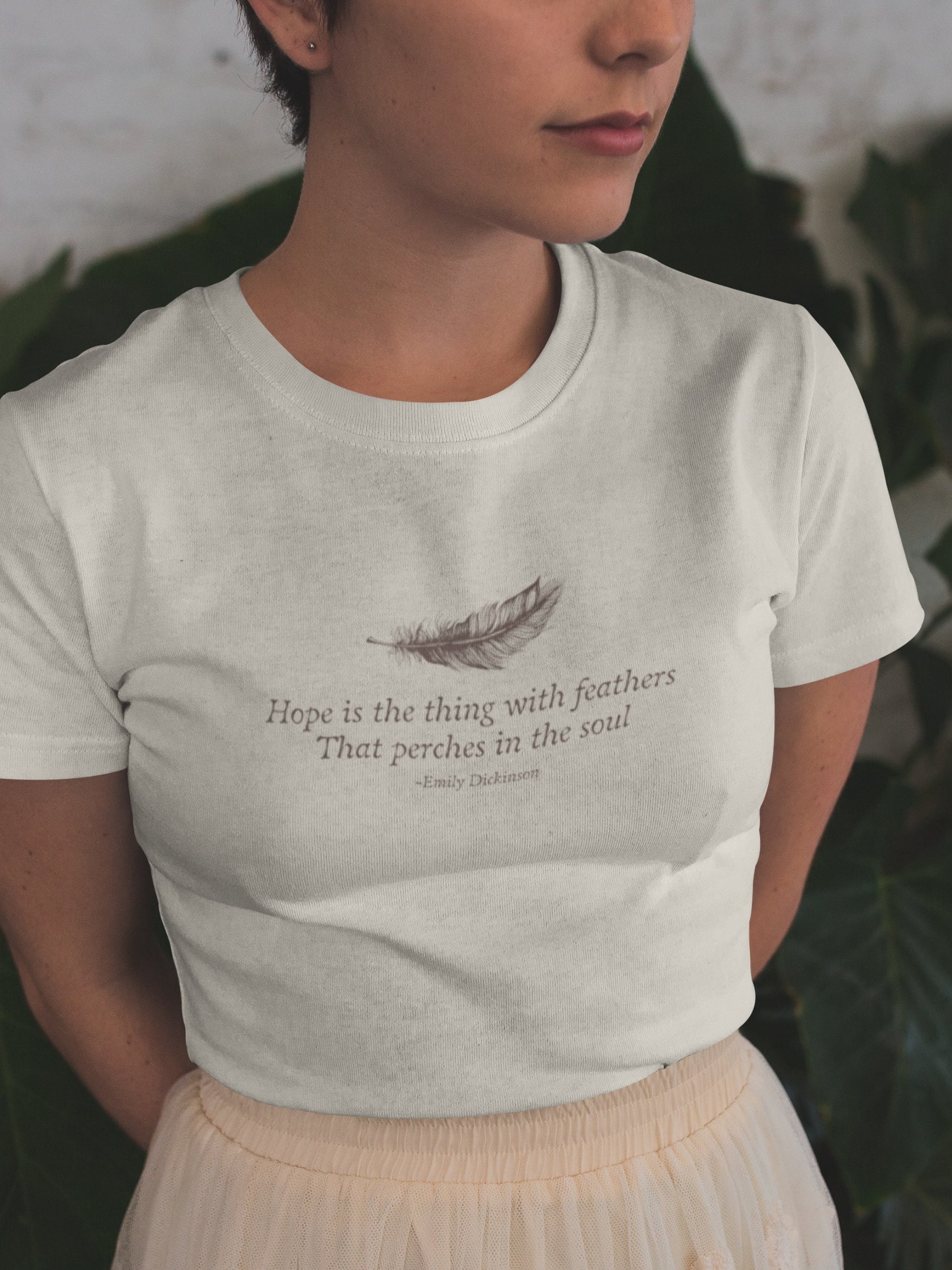 Emily Dickinson Hope is the Thing with Feathers Quote Tshirt * grunge fairycore dark academia cottagecore aesthetic tee subtle bookish merch