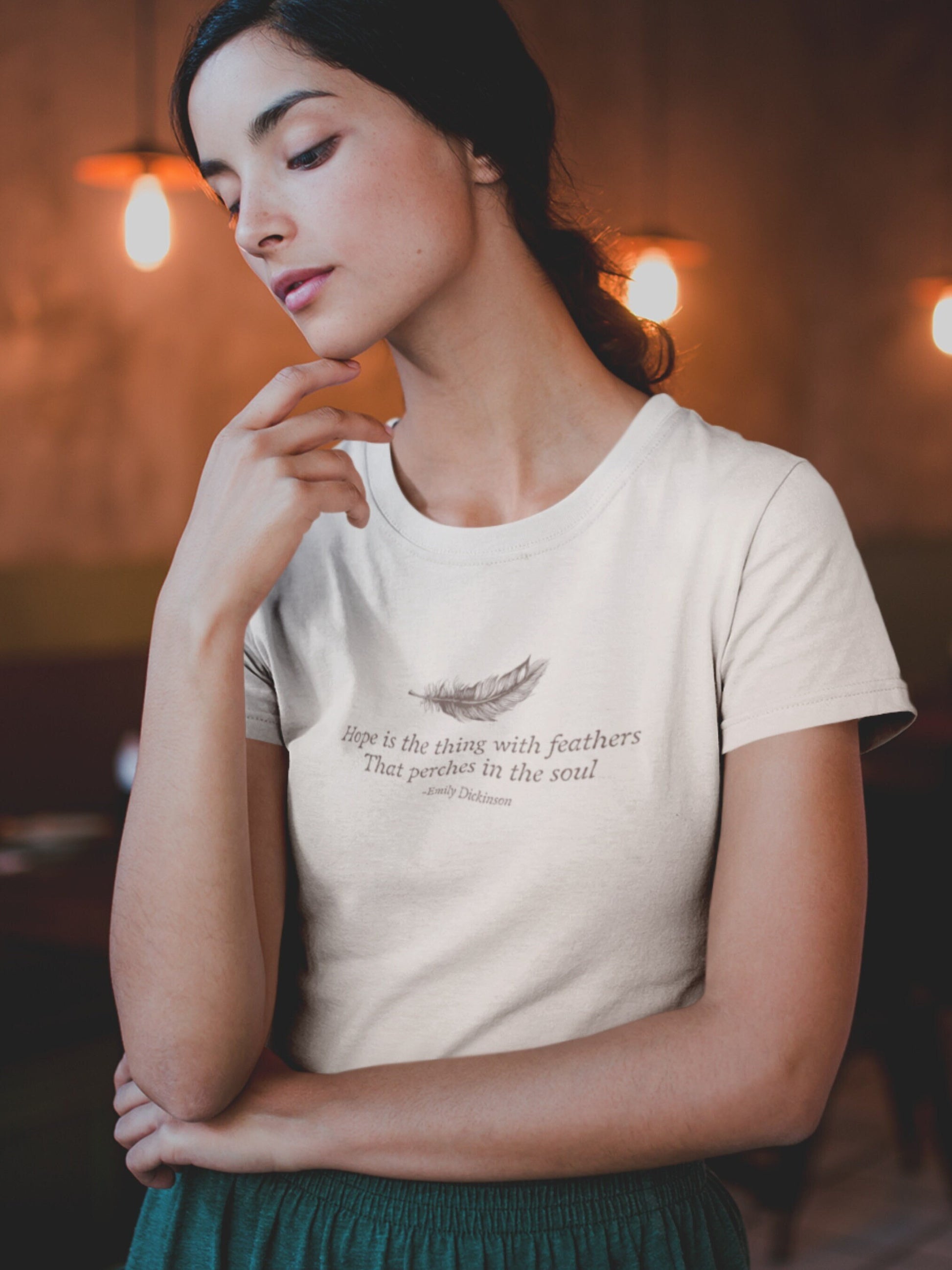 Emily Dickinson Hope is the Thing with Feathers Quote Tshirt * grunge fairycore dark academia cottagecore aesthetic tee subtle bookish merch