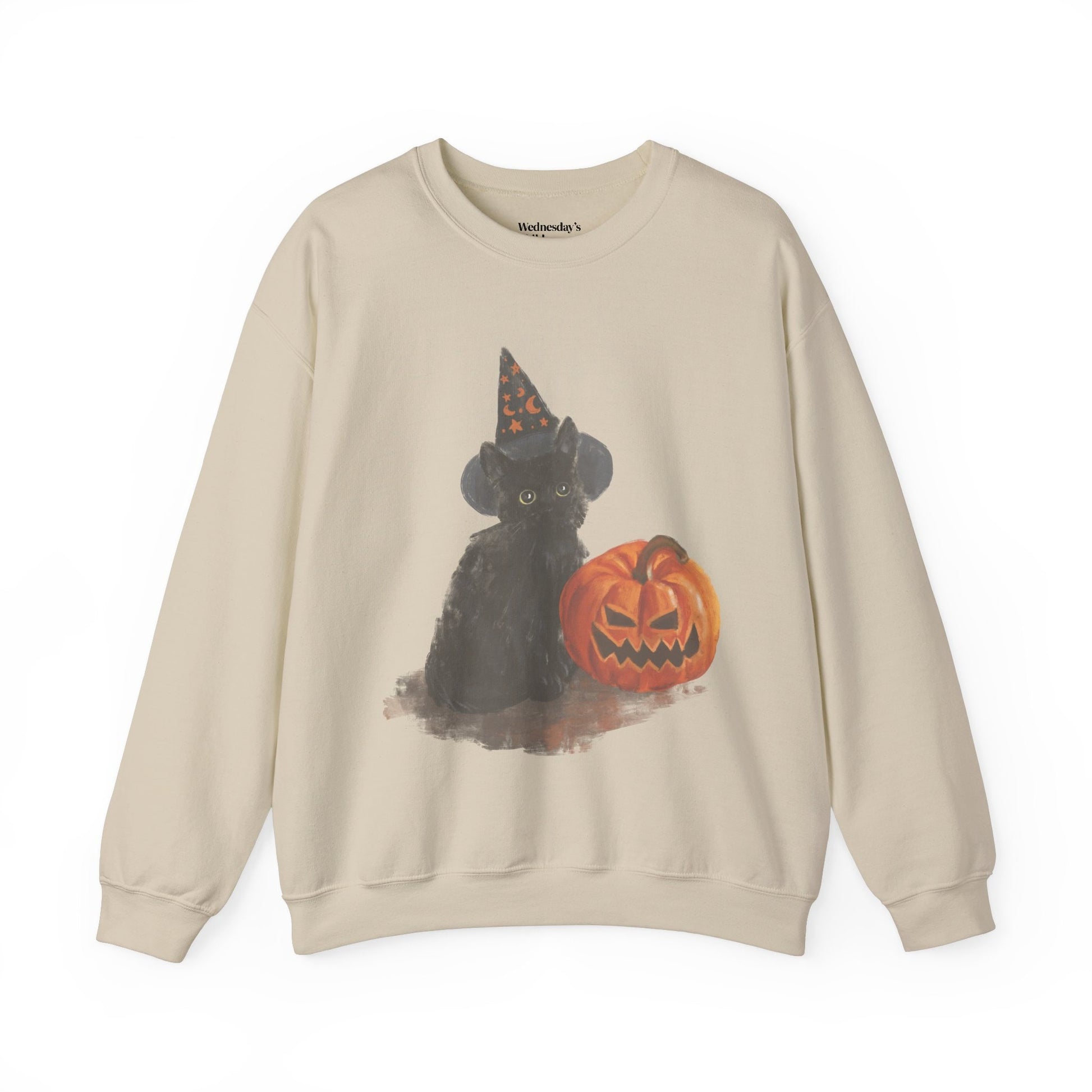 Halloween black cat vintage inspired sweatshirt trendy viral 90s retro pumpkin witchy aesthetic crewneck spooky hocus pocus salem girls trip