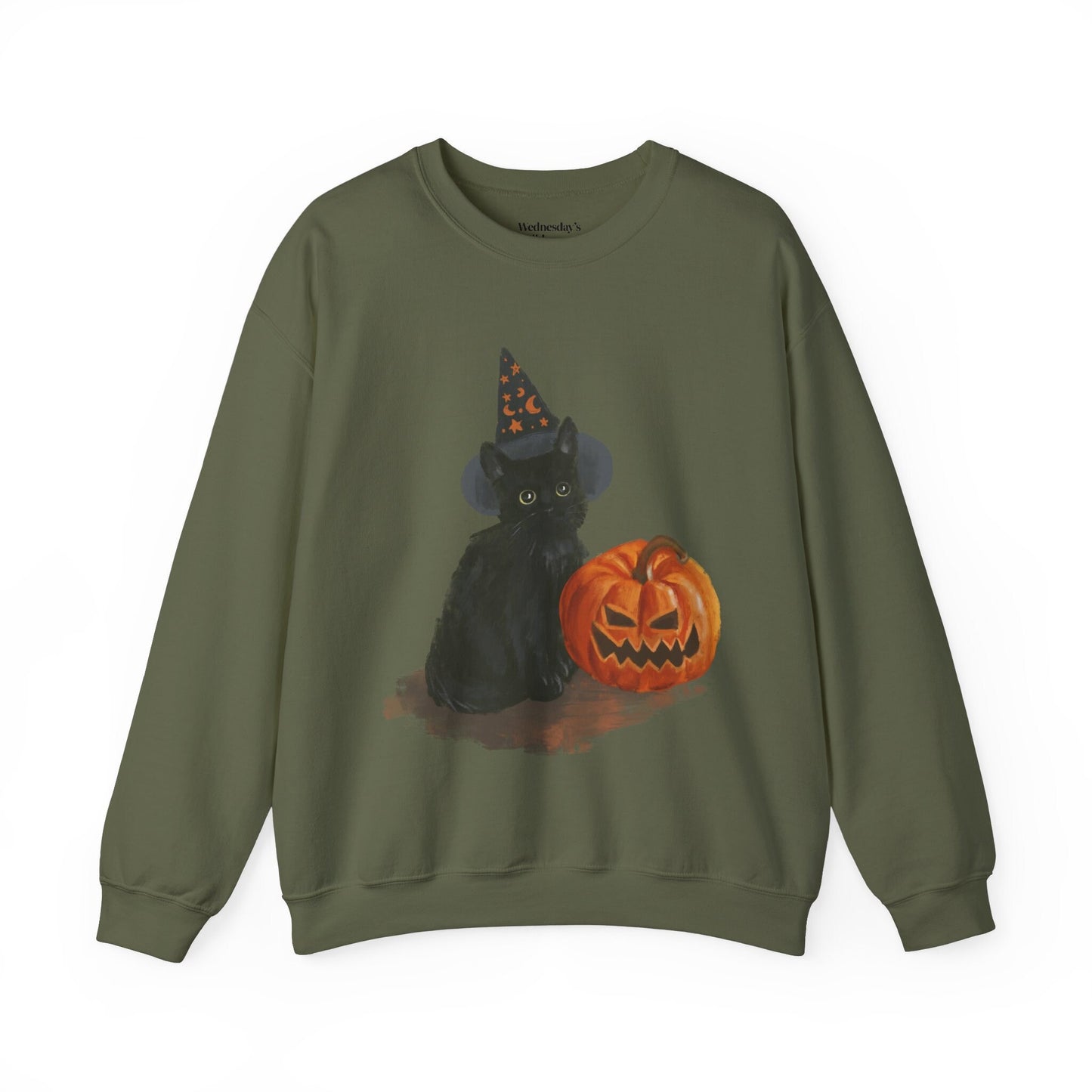 Halloween black cat vintage inspired sweatshirt trendy viral 90s retro pumpkin witchy aesthetic crewneck spooky hocus pocus salem girls trip