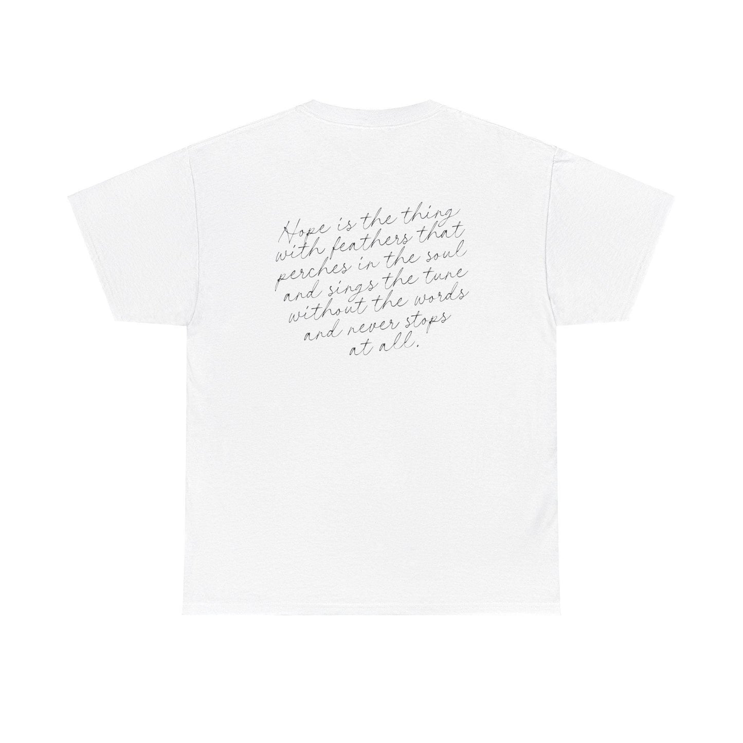 Emily Dickinson Hope is the Thing with Feathers Quote Tshirt * words on back dark academia cottagecore aesthetic tee subtle bookish merch