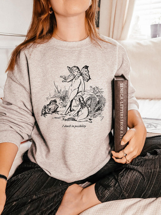 Emily Dickinson I dwell in possibility Quote sweatshirt * grunge fairycore dark academia cottagecore aesthetic subtle bookish merch gift