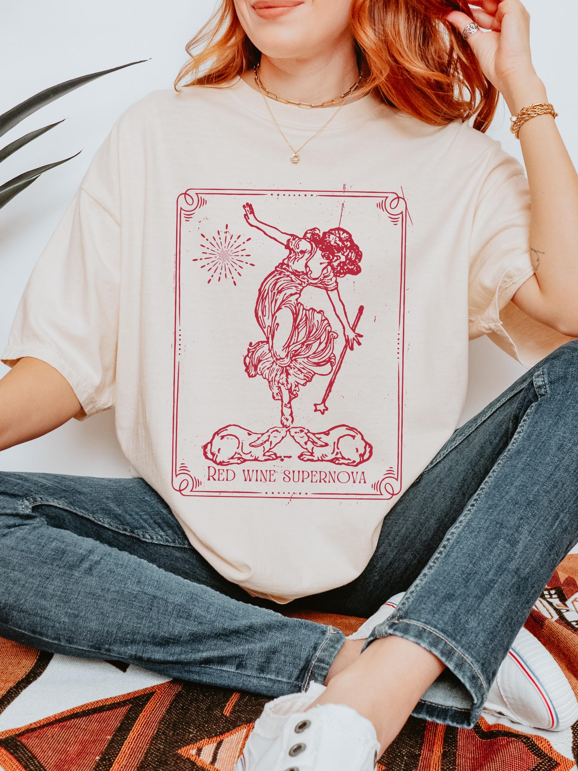 Red Wine Supernova COMFORT COLORS tee * Midwest Princess Hot To Go Good Luck Babe Pink Pony Club * Queen of Wands Roan Rabbit Tarot Card