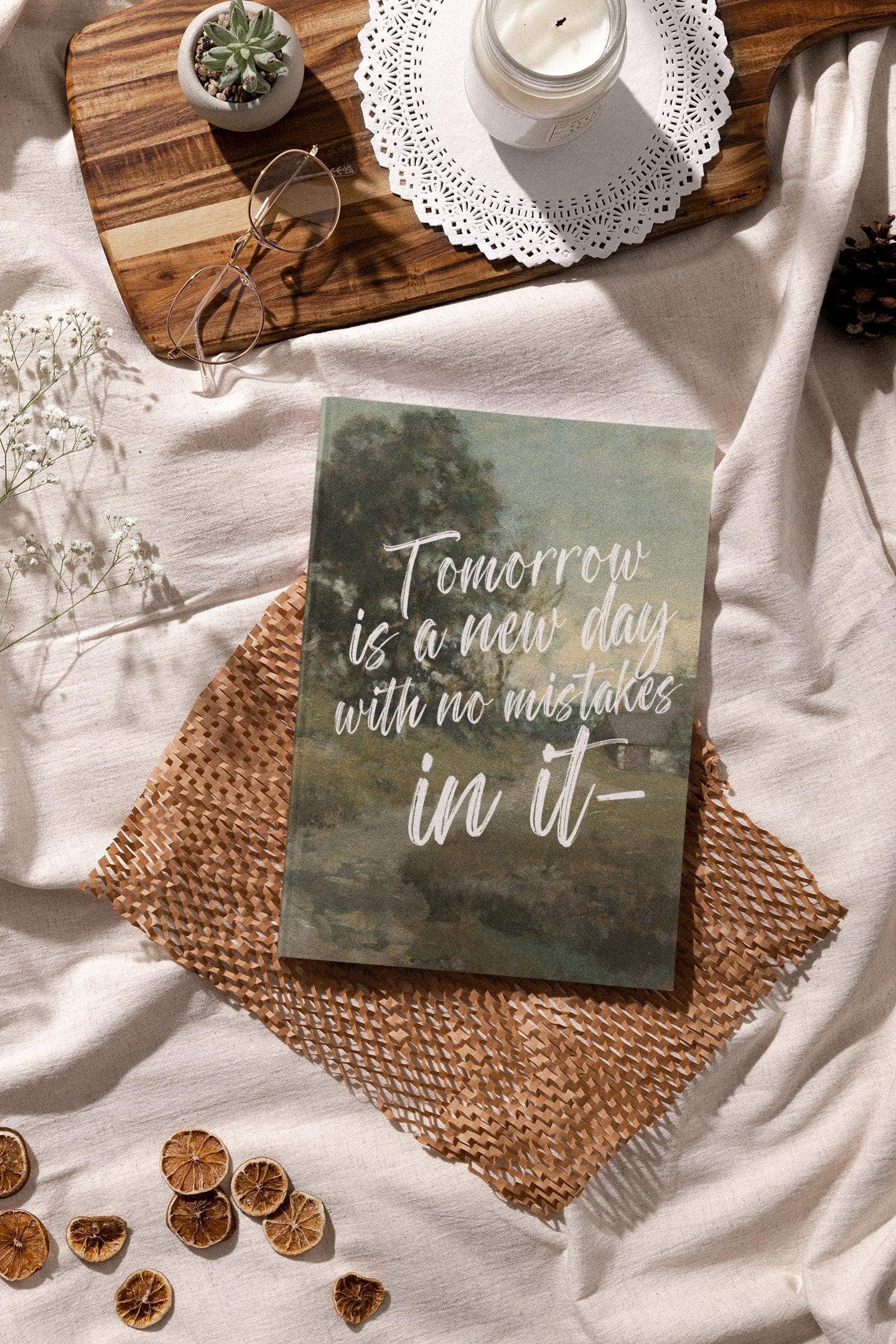 Anne of Green Gables Tomorrow is a New Day Quote Hardcover Journal * Anne with an E Dark Cottagecore Avonlea Subtle Bookish Notebook Gift