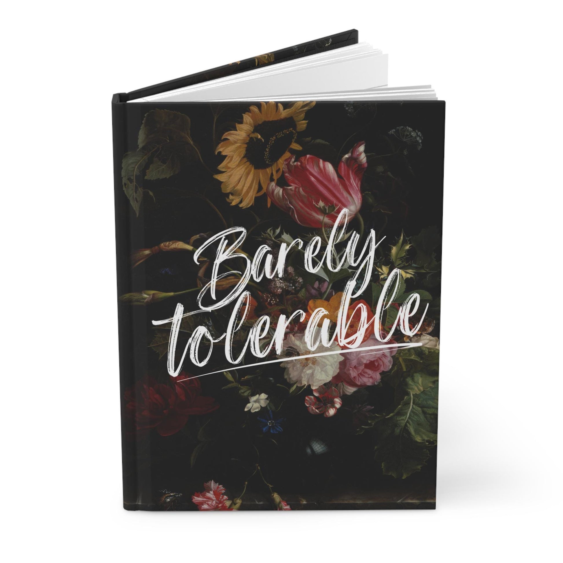 Pride & Prejudice Barely Tolerable Dark Academia Aesthetic Hardcover Journal * Botanical Moody Floral Notebook Planner Mr Darcy Jane Austen