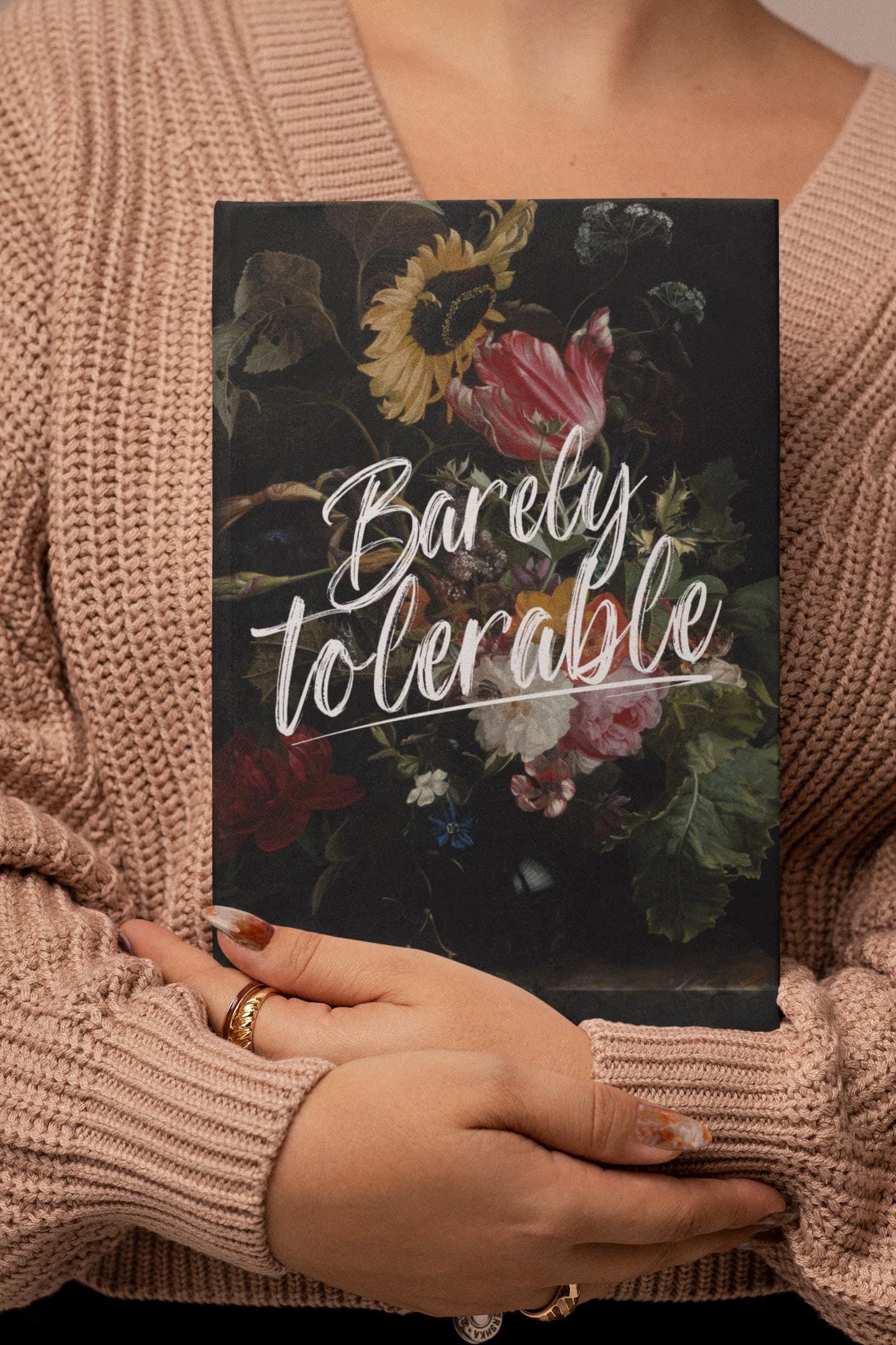 Pride & Prejudice Barely Tolerable Dark Academia Aesthetic Hardcover Journal * Botanical Moody Floral Notebook Planner Mr Darcy Jane Austen