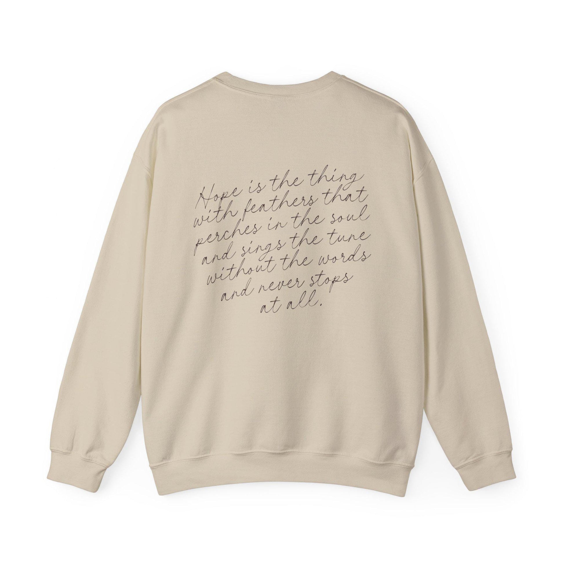 Emily Dickinson Hope is the Thing with Feathers Quote Sweatshirt * words on back dark academia cottagecore aesthetic subtle bookish merch