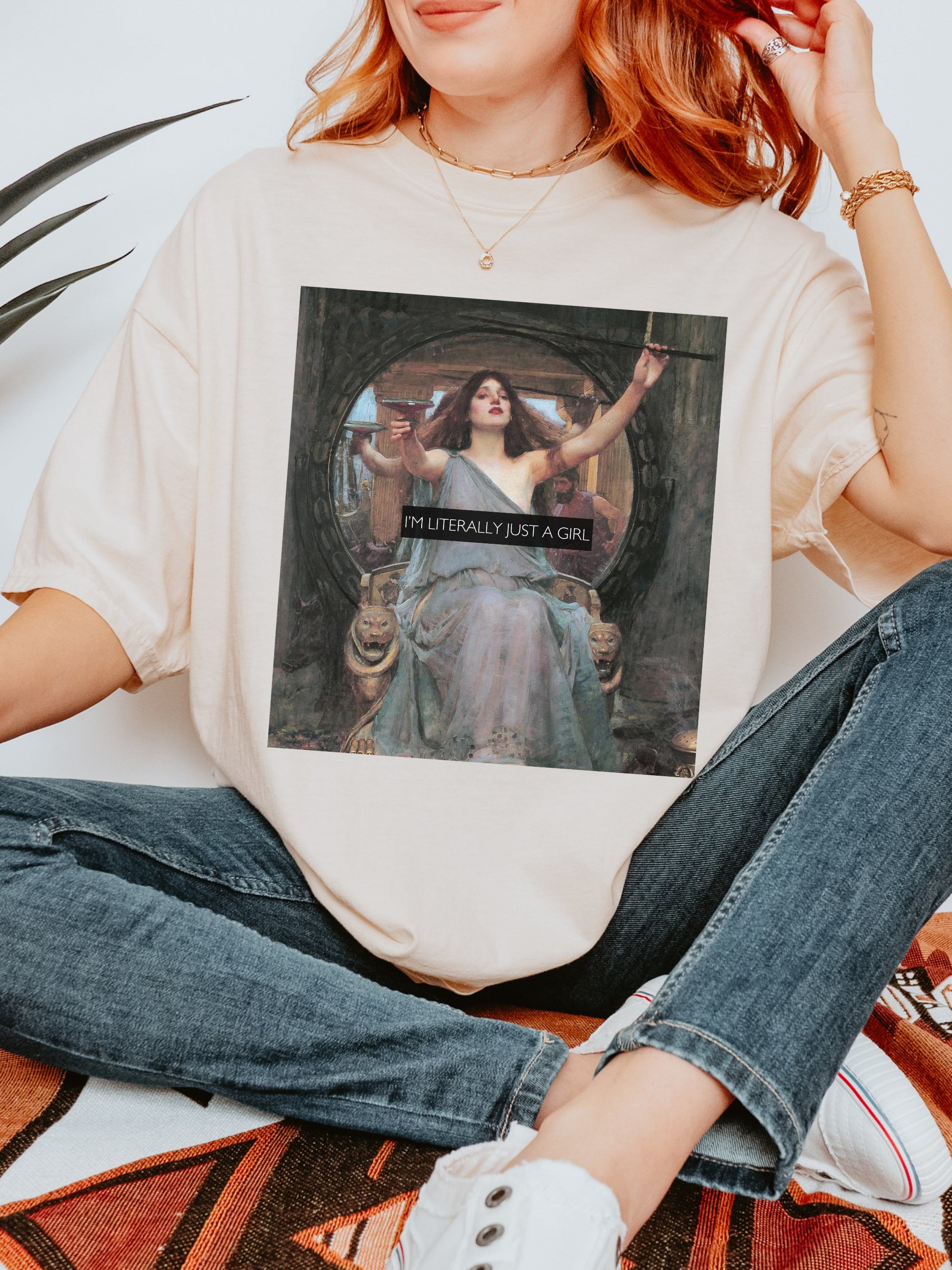 I'm Literally Just a Girl * Altered Art Series * Waterhouse Circe Comfort Colors Feminist Witchy Tee Equal Rights Gift Burn the Patriarchy