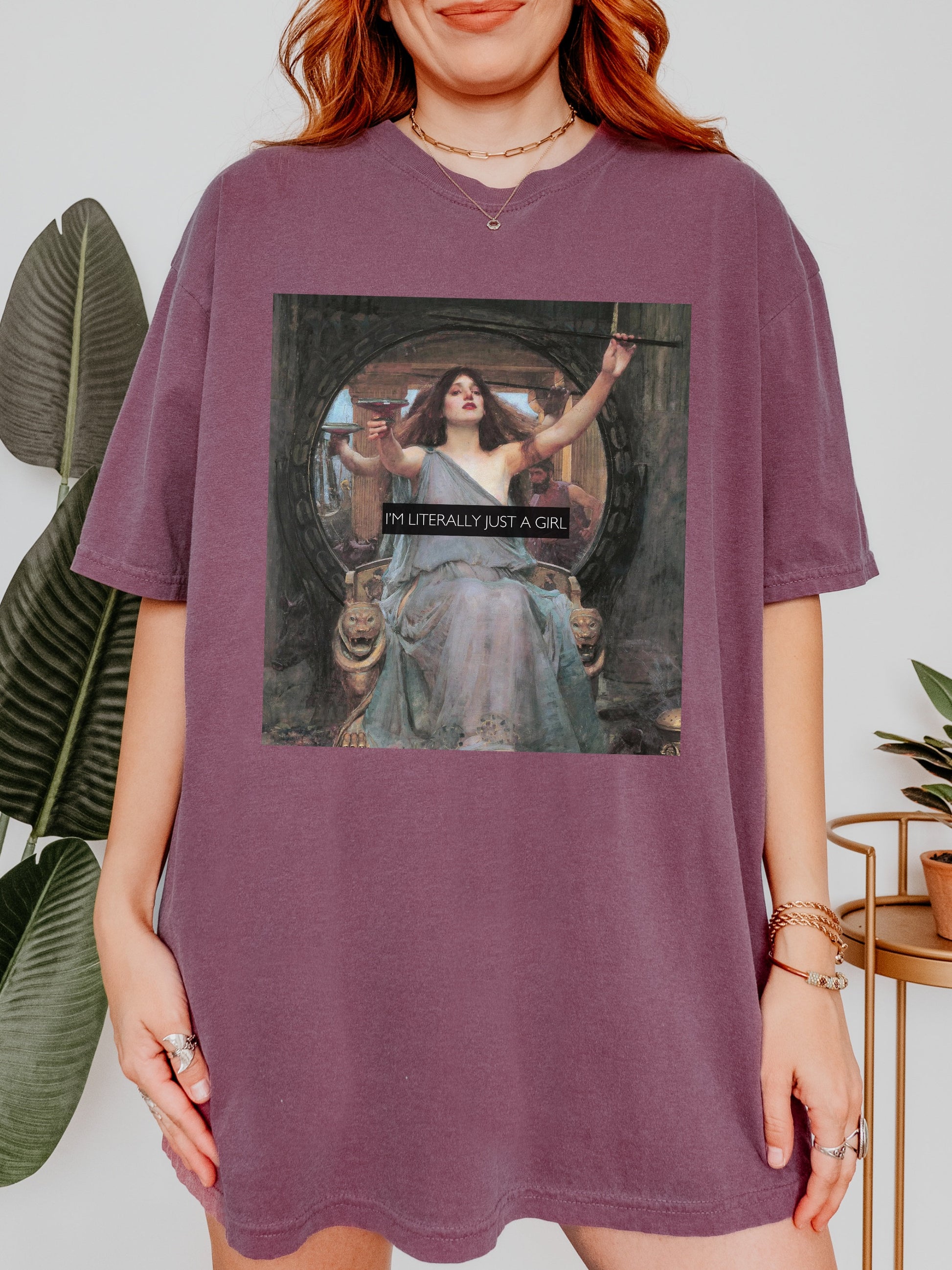 I'm Literally Just a Girl * Altered Art Series * Waterhouse Circe Comfort Colors Feminist Witchy Tee Equal Rights Gift Burn the Patriarchy