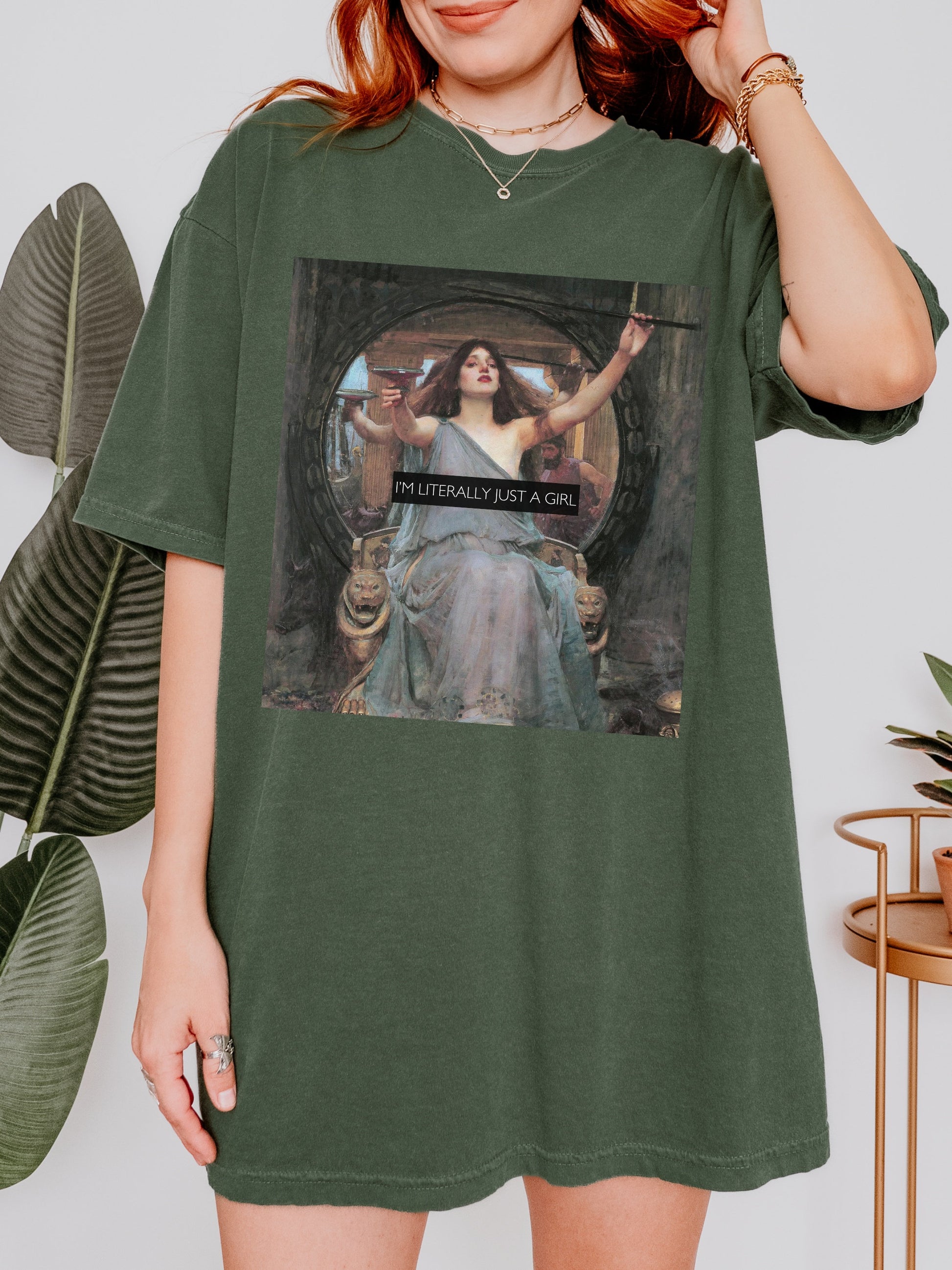 I'm Literally Just a Girl * Altered Art Series * Waterhouse Circe Comfort Colors Feminist Witchy Tee Equal Rights Gift Burn the Patriarchy