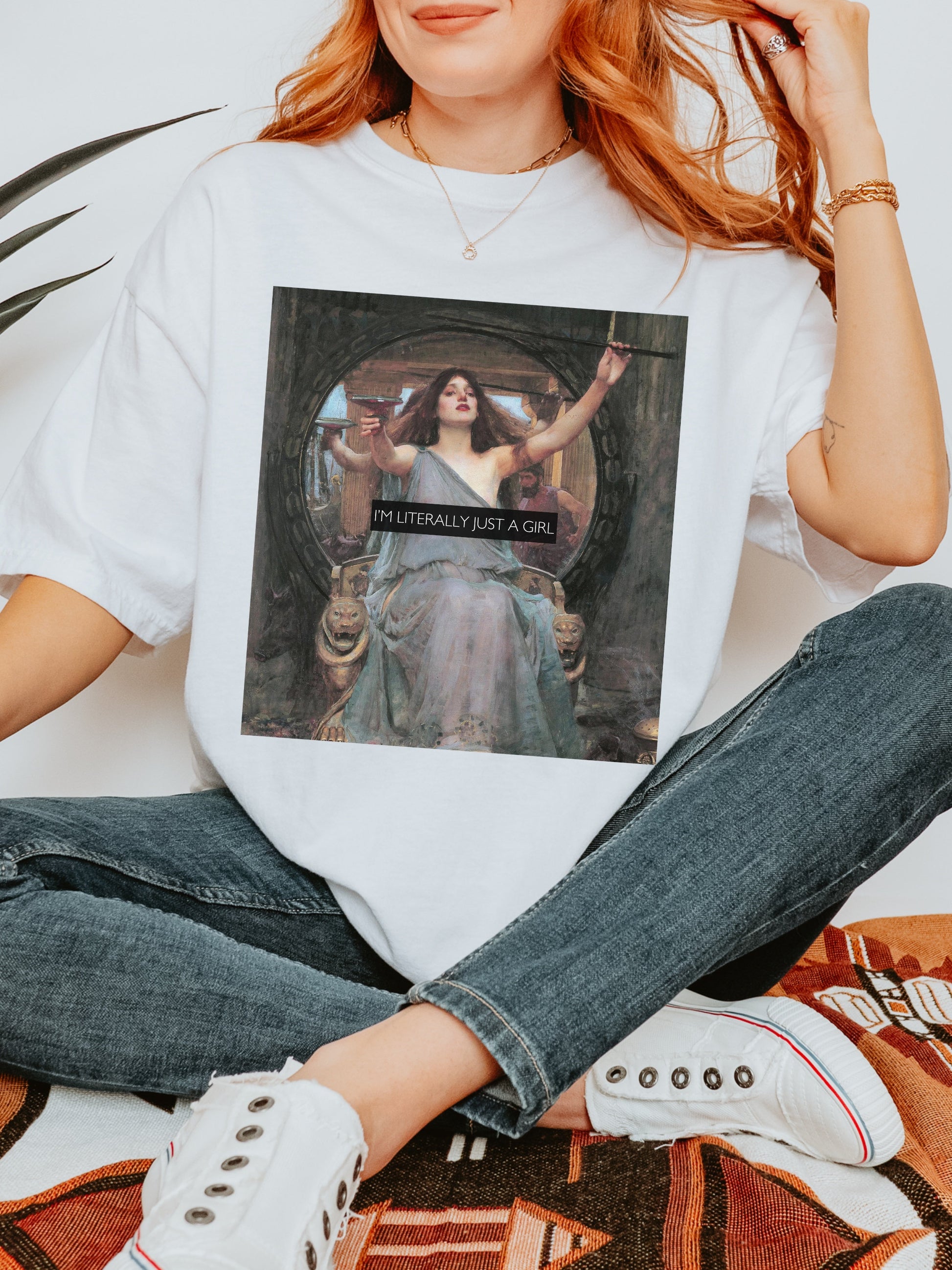 I'm Literally Just a Girl * Altered Art Series * Waterhouse Circe Comfort Colors Feminist Witchy Tee Equal Rights Gift Burn the Patriarchy