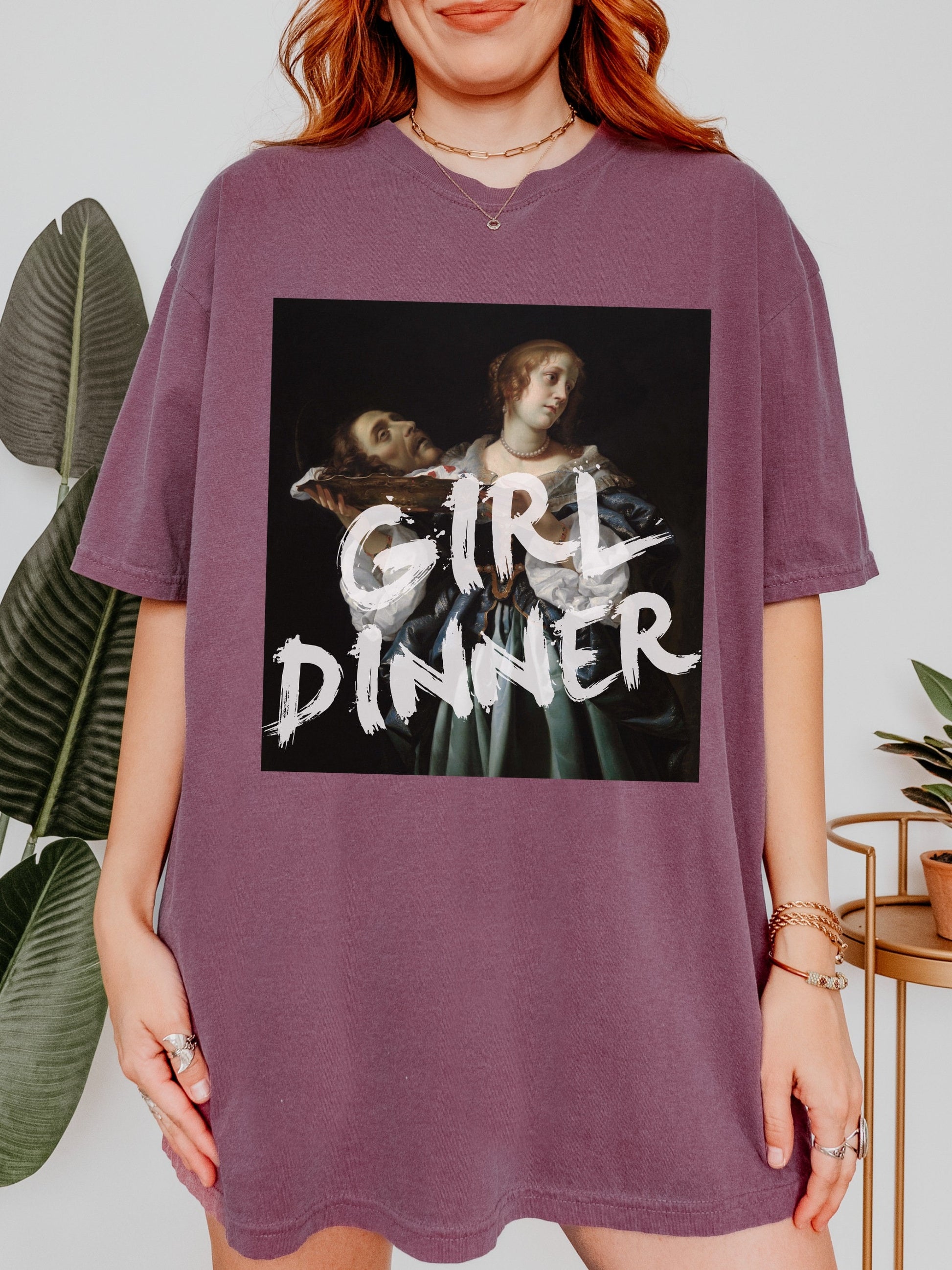 Girl Dinner Altered Art Series * Judith beheading holofernes Comfort Colors Feminist Funny Tee Burn the Patriarchy Girls will be Girls shirt