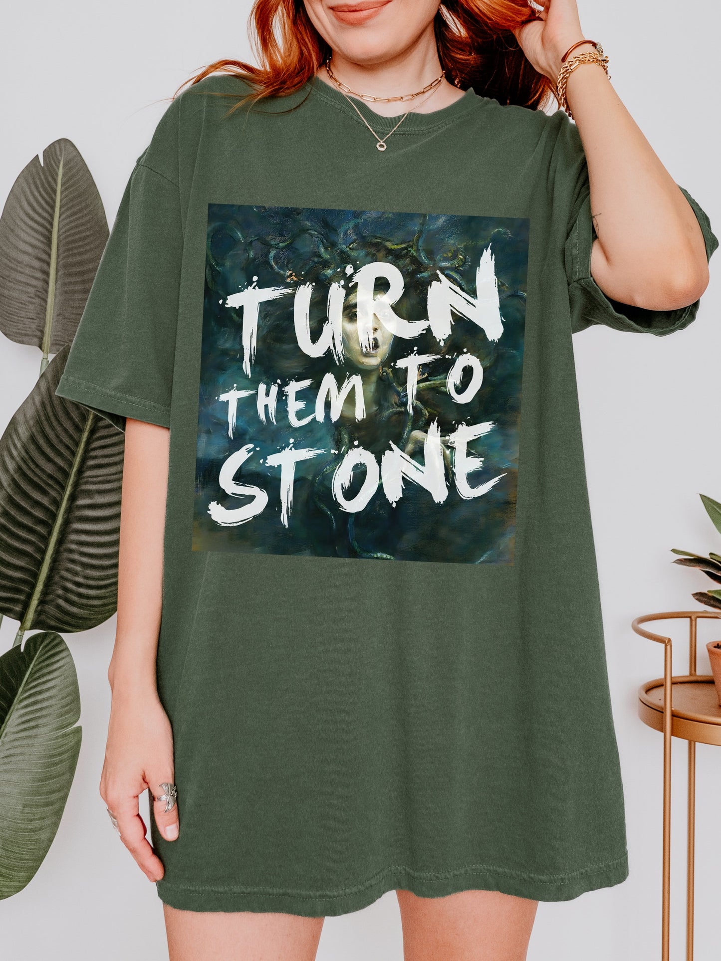 Turn them to stone * Altered Art Series * Medusa Gorgon Goddess Comfort Colors Feminist Witchy Tee Equal Rights Gift Petrify the Patriarchy