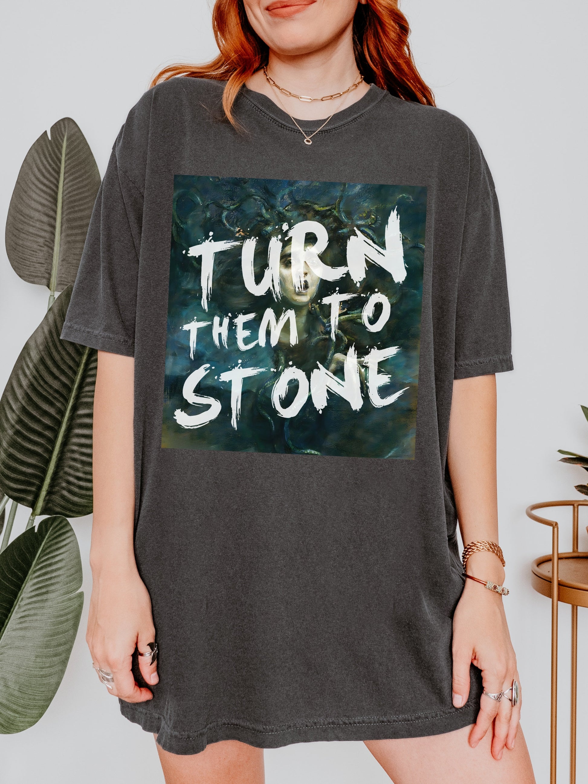 Turn them to stone * Altered Art Series * Medusa Gorgon Goddess Comfort Colors Feminist Witchy Tee Equal Rights Gift Petrify the Patriarchy