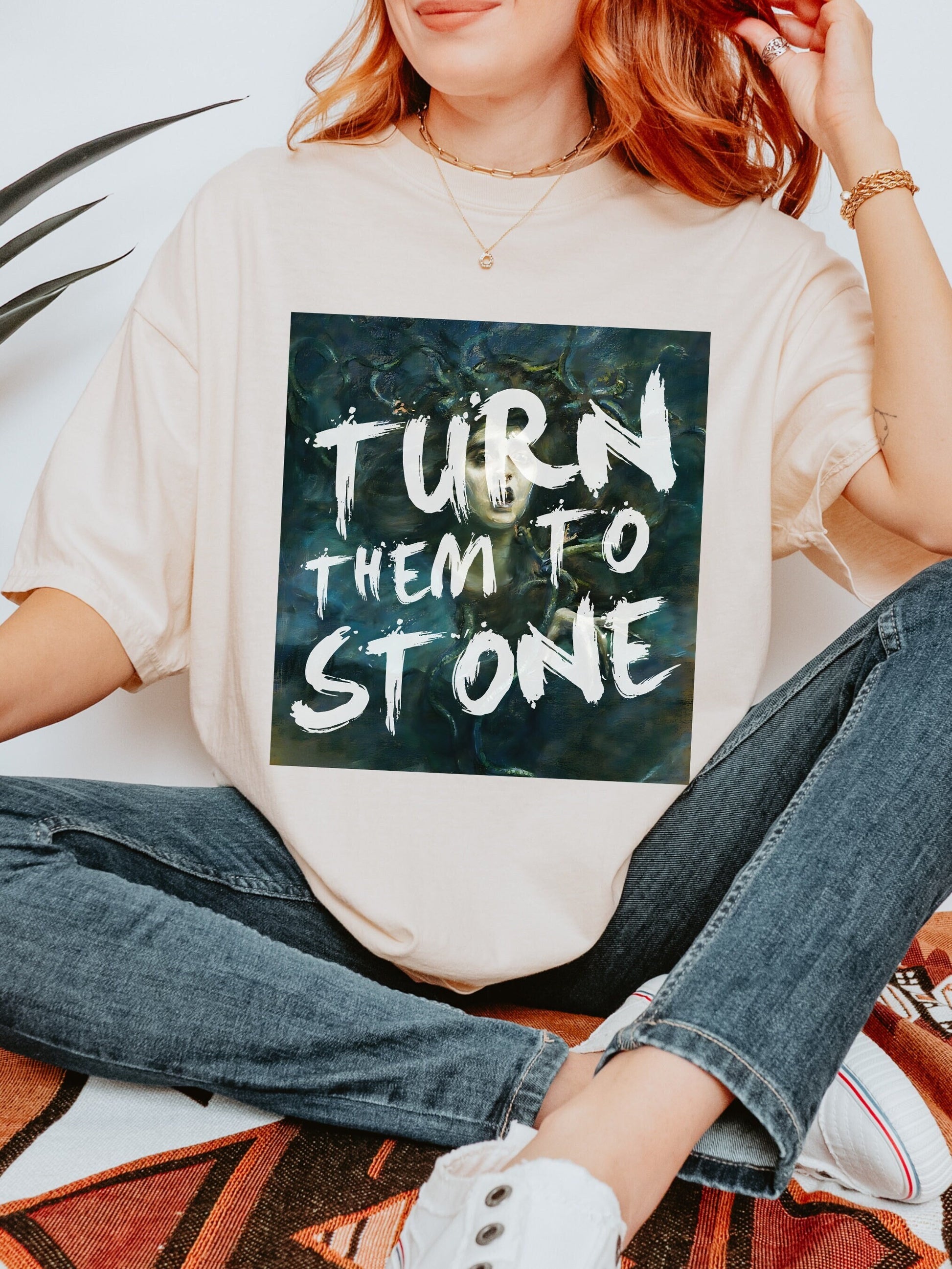 Turn them to stone * Altered Art Series * Medusa Gorgon Goddess Comfort Colors Feminist Witchy Tee Equal Rights Gift Petrify the Patriarchy