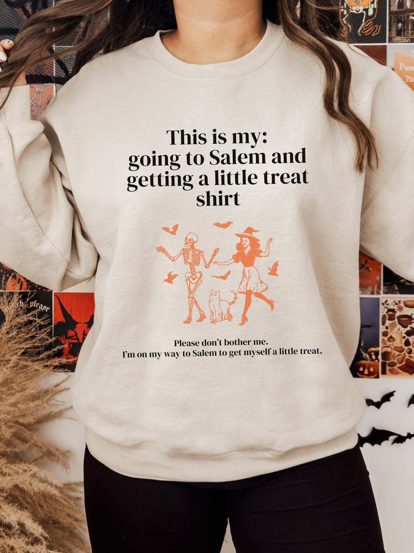 Going to Salem and getting a little treat Sweatshirt * Halloween Salem Girls Trip Group Witch 90s retro Gothic Indie Spooky Season Aesthetic