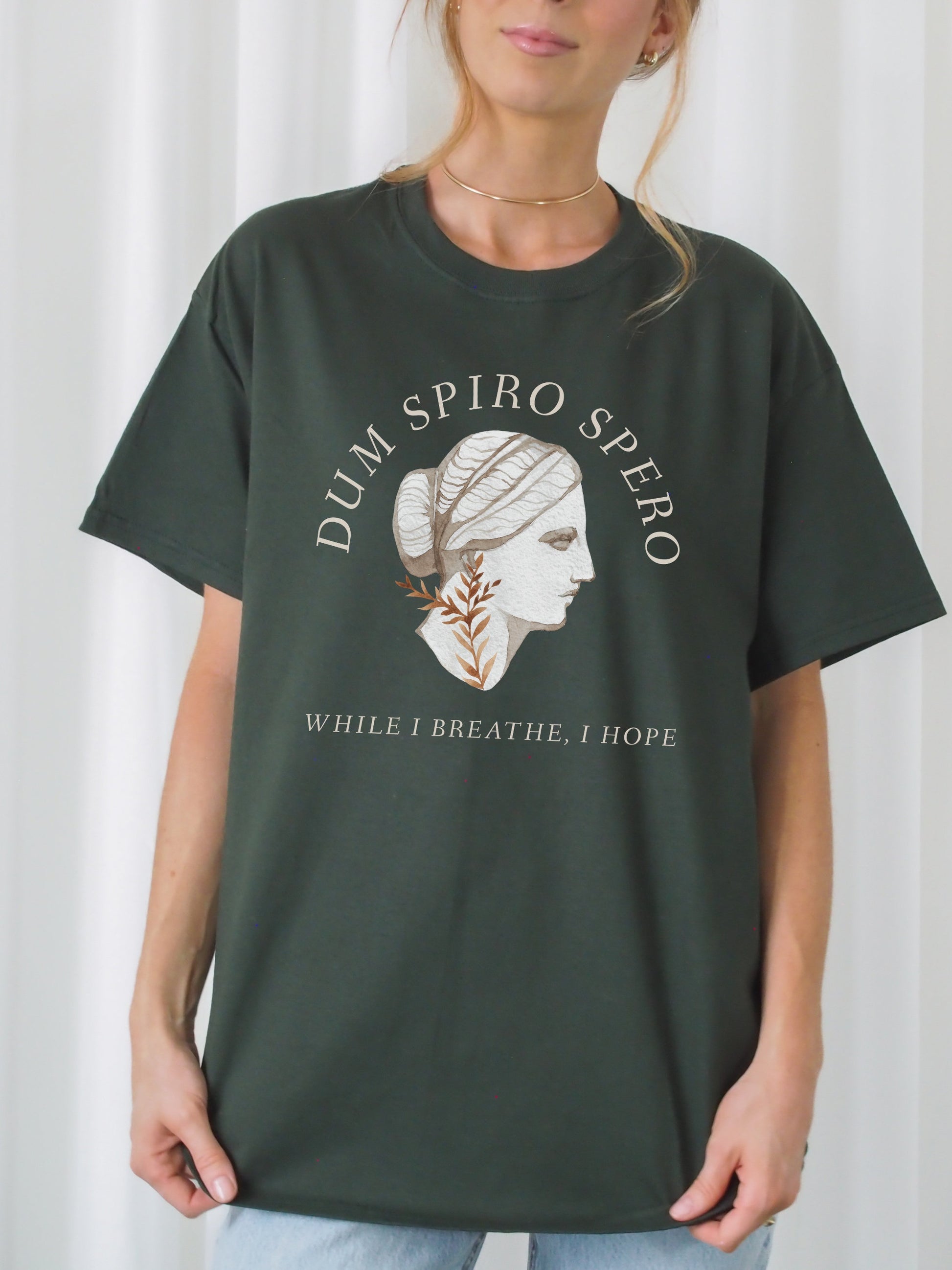 Demeter Goddess Greek Mythology Latin Phrase Tee Shirt Dum spiro spero live and hope Dark Academia Aesthetic Witchy Wiccan Artsy Aesthetic