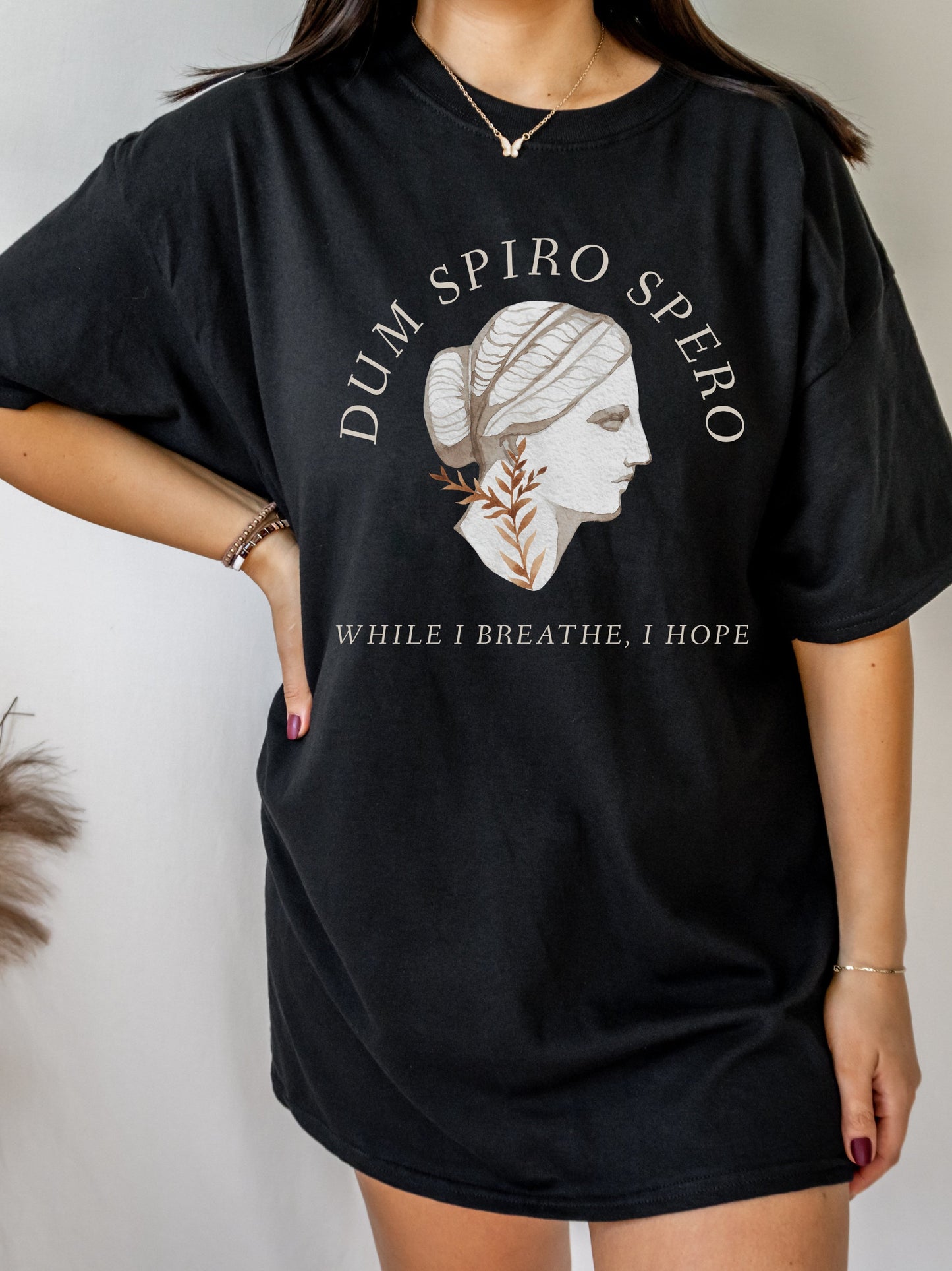 Demeter Goddess Greek Mythology Latin Phrase Tee Shirt Dum spiro spero live and hope Dark Academia Aesthetic Witchy Wiccan Artsy Aesthetic