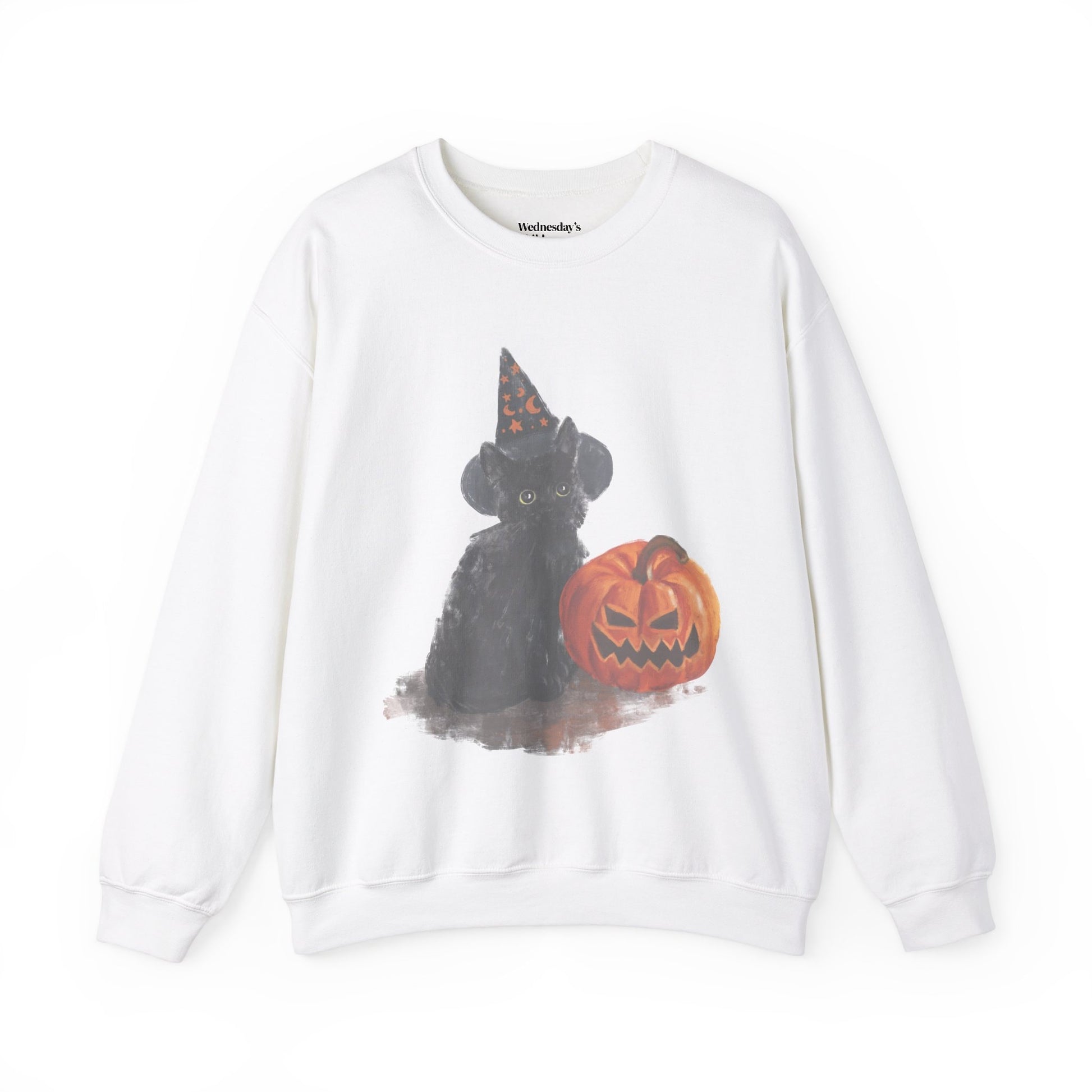 Halloween black cat vintage inspired sweatshirt trendy viral 90s retro pumpkin witchy aesthetic crewneck spooky hocus pocus salem girls trip