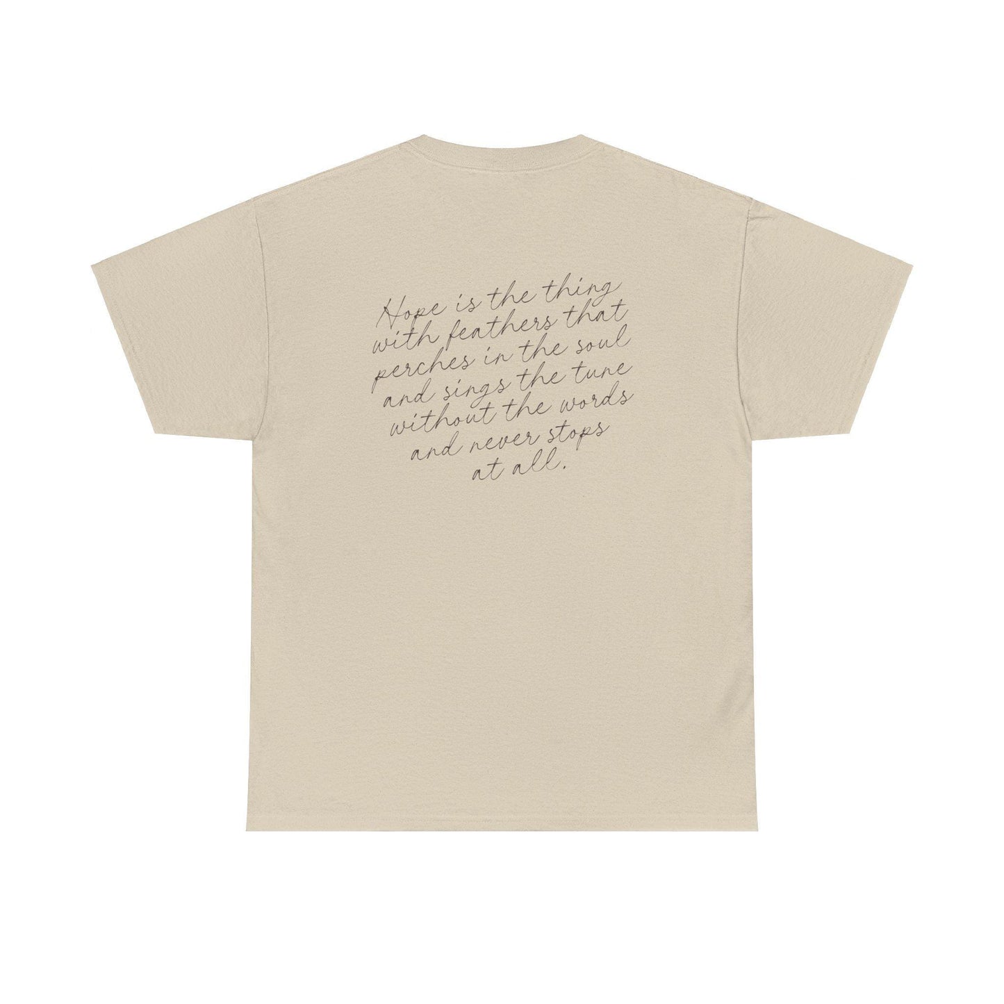 Emily Dickinson Hope is the Thing with Feathers Quote Tshirt * words on back dark academia cottagecore aesthetic tee subtle bookish merch