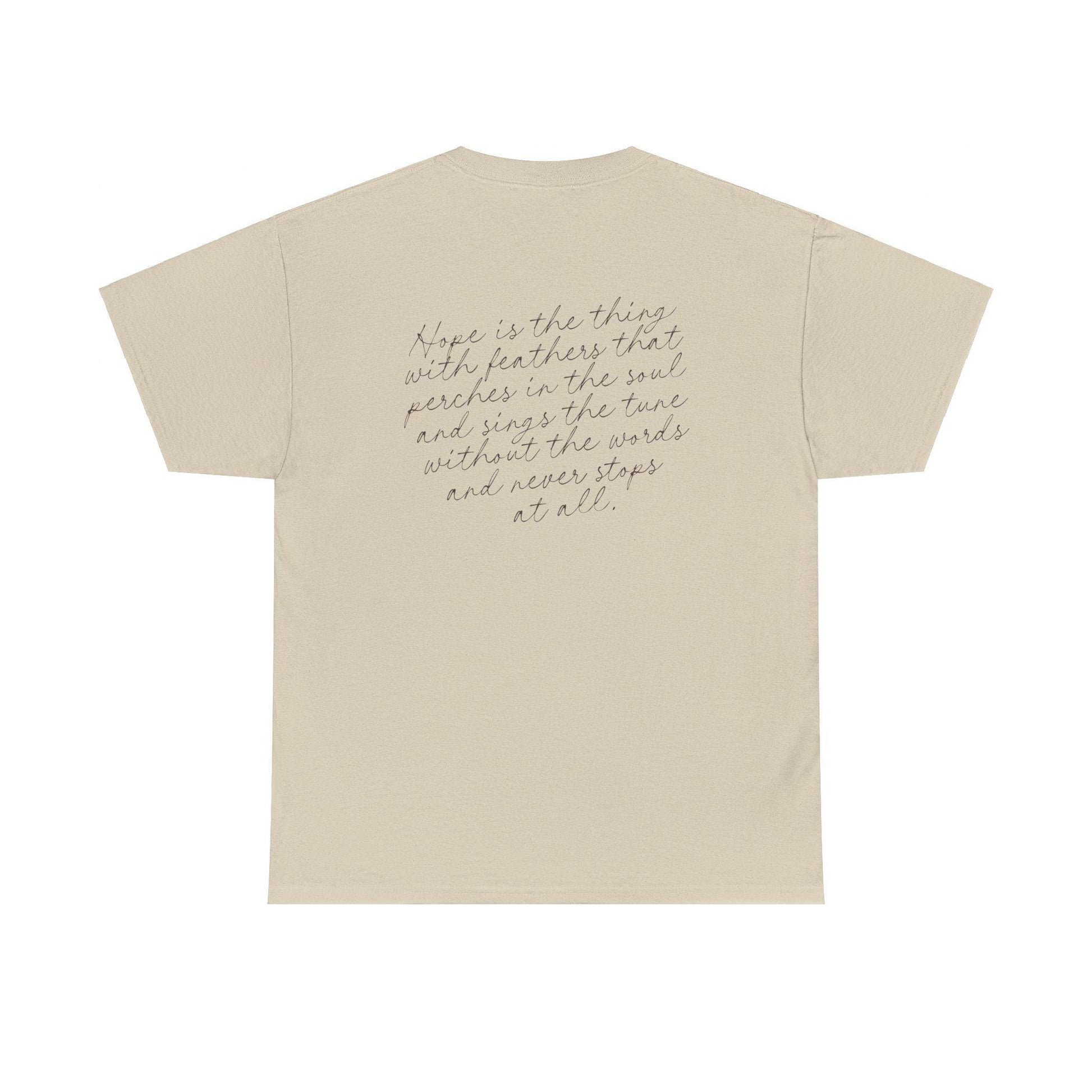 Emily Dickinson Hope is the Thing with Feathers Quote Tshirt * words on back dark academia cottagecore aesthetic tee subtle bookish merch