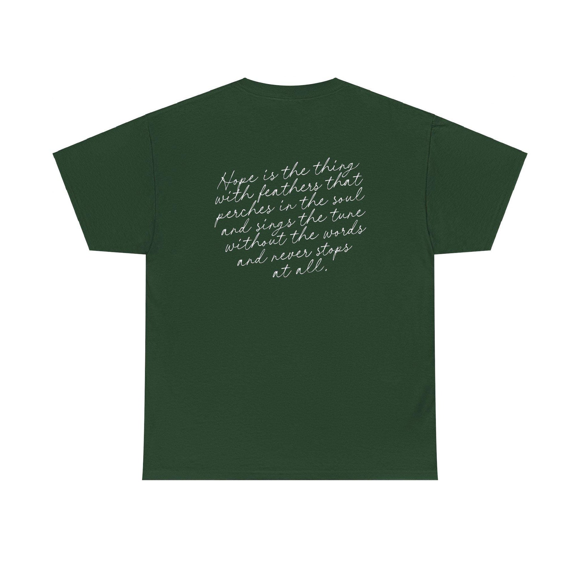 Emily Dickinson Hope is the Thing with Feathers Quote Tshirt * words on back dark academia cottagecore aesthetic tee subtle bookish merch