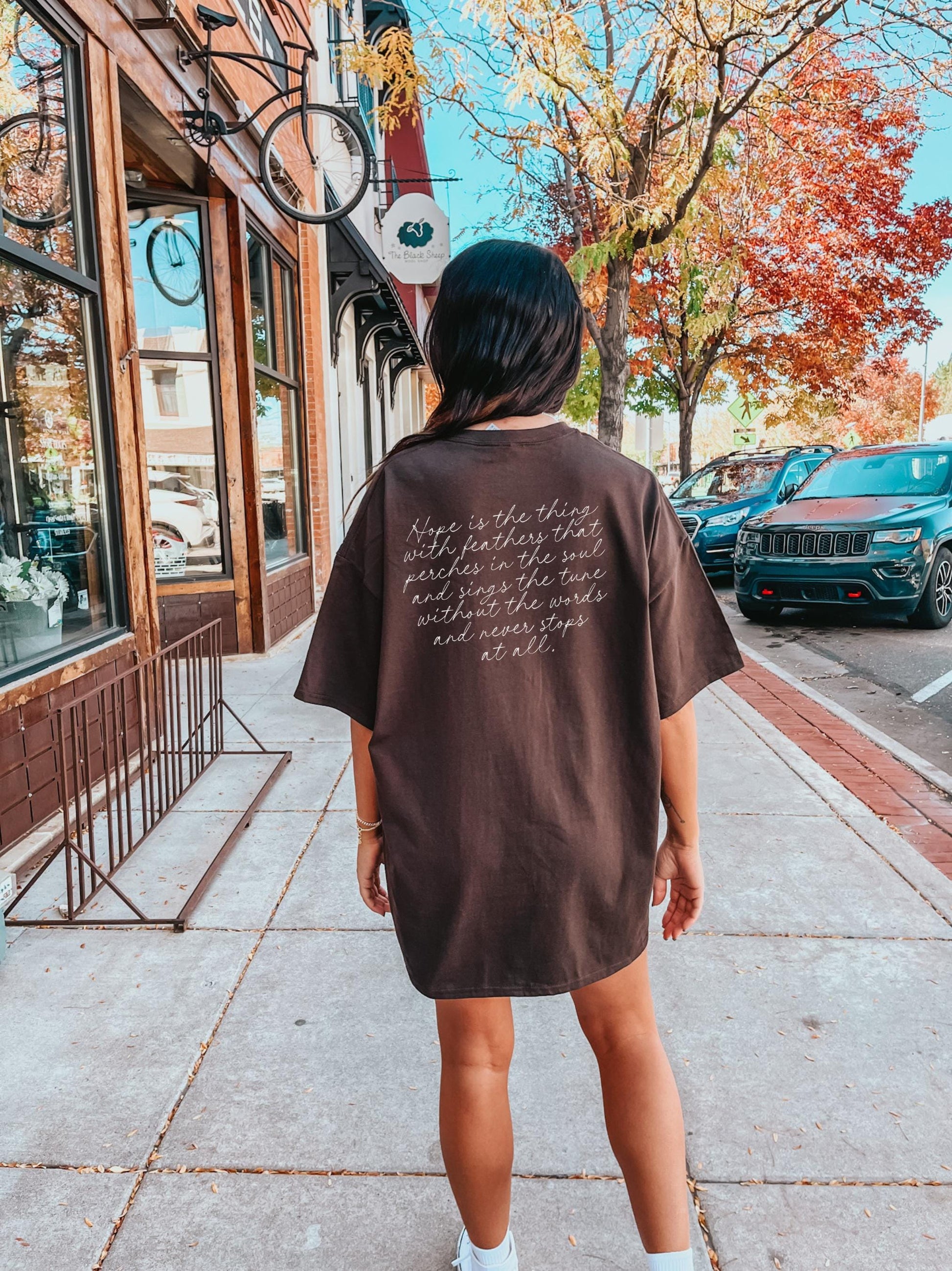 Emily Dickinson Hope is the Thing with Feathers Quote Tshirt * words on back dark academia cottagecore aesthetic tee subtle bookish merch