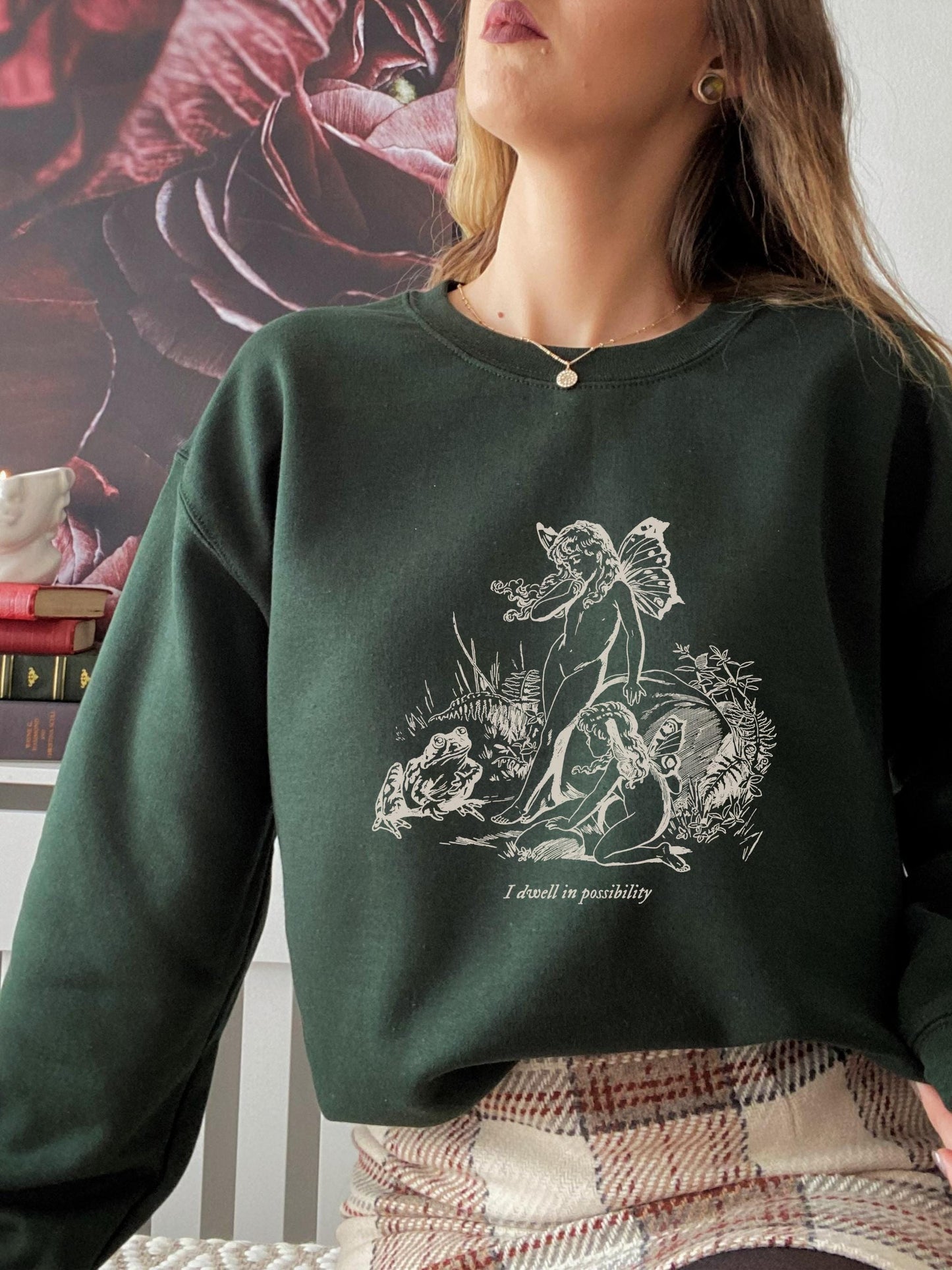 Emily Dickinson I dwell in possibility Quote sweatshirt * grunge fairycore dark academia cottagecore aesthetic subtle bookish merch gift