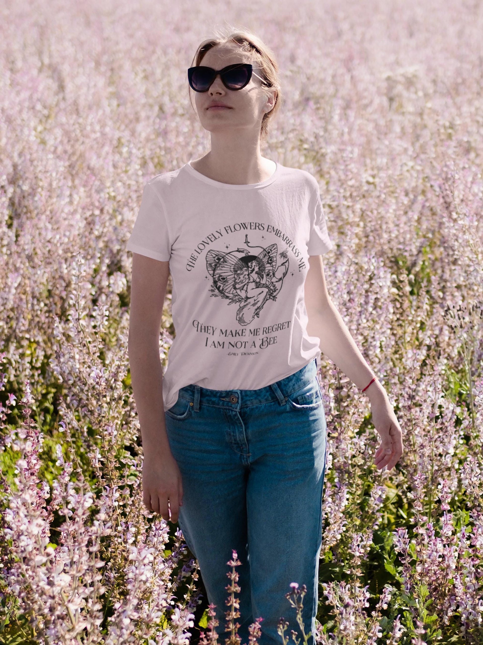 Emily Dickinson lovely flowers Quote Tshirt * grunge fairycore garden bee dark academia cottagecore aesthetic tee subtle bookish merch gift