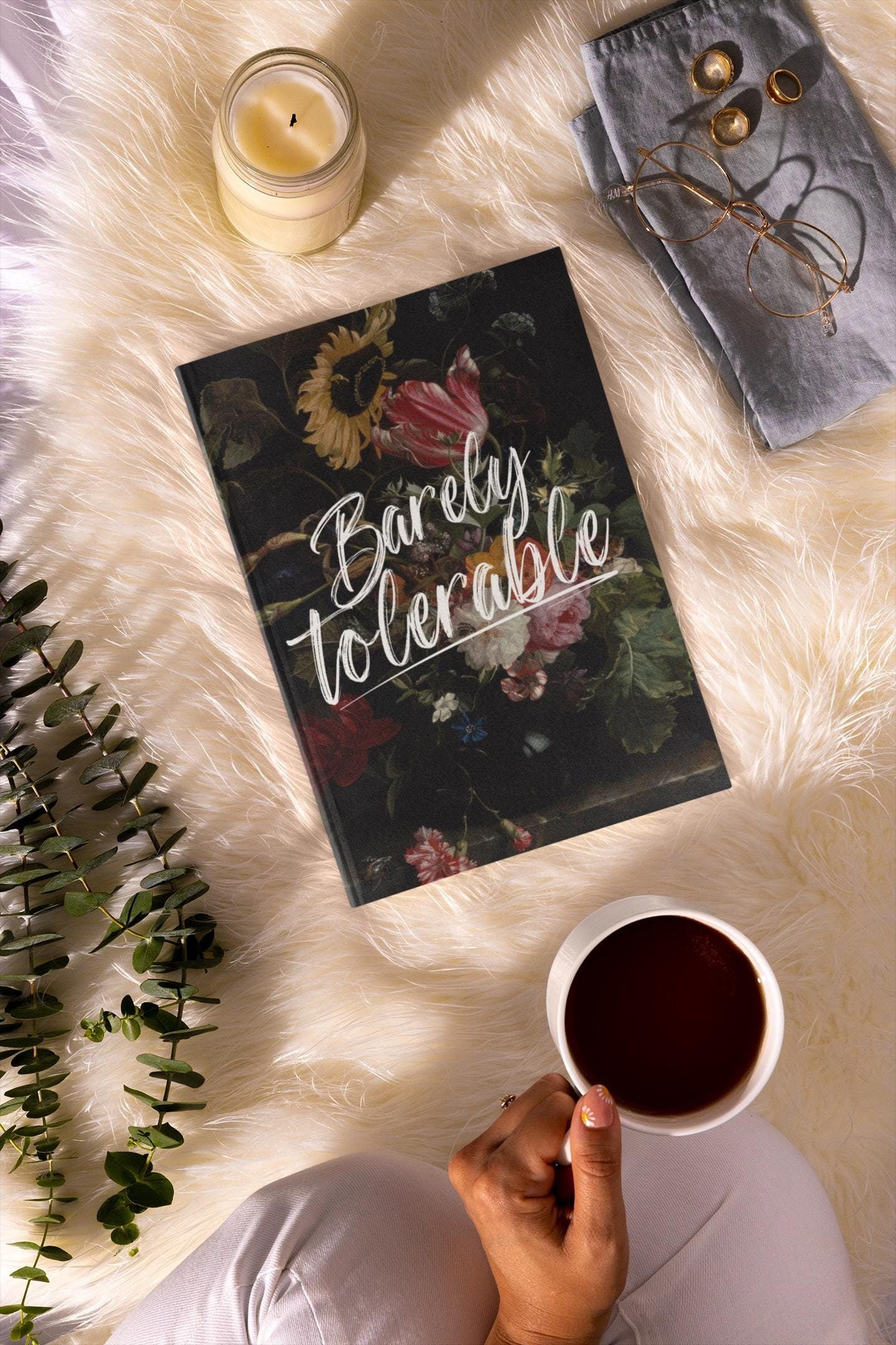 Pride & Prejudice Barely Tolerable Dark Academia Aesthetic Hardcover Journal * Botanical Moody Floral Notebook Planner Mr Darcy Jane Austen