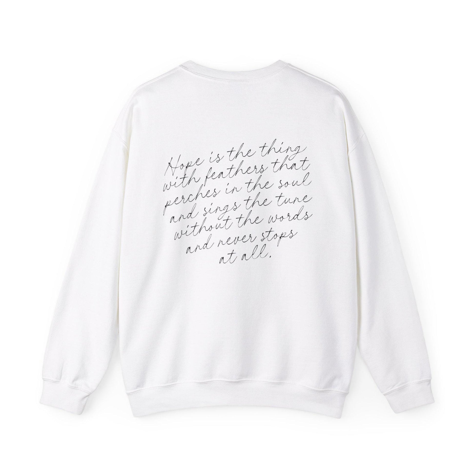 Emily Dickinson Hope is the Thing with Feathers Quote Sweatshirt * words on back dark academia cottagecore aesthetic subtle bookish merch