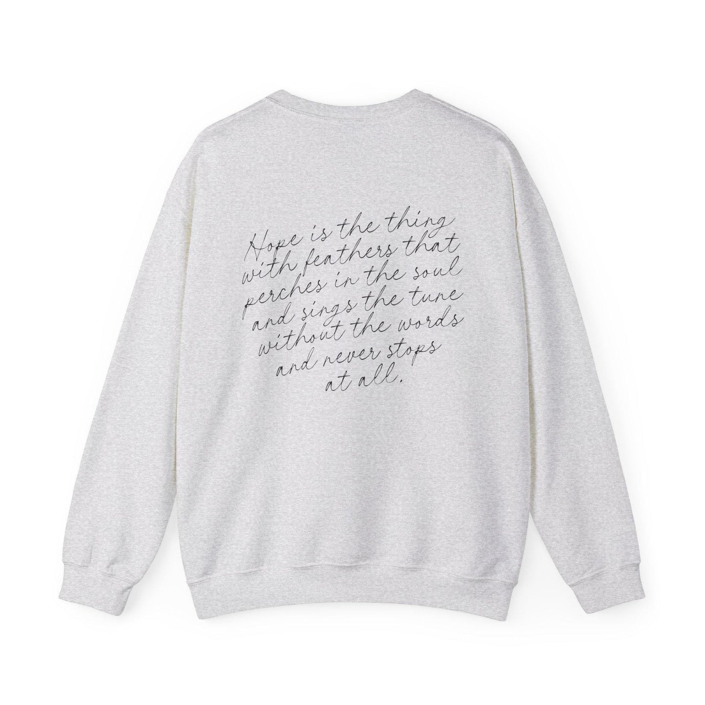 Emily Dickinson Hope is the Thing with Feathers Quote Sweatshirt * words on back dark academia cottagecore aesthetic subtle bookish merch