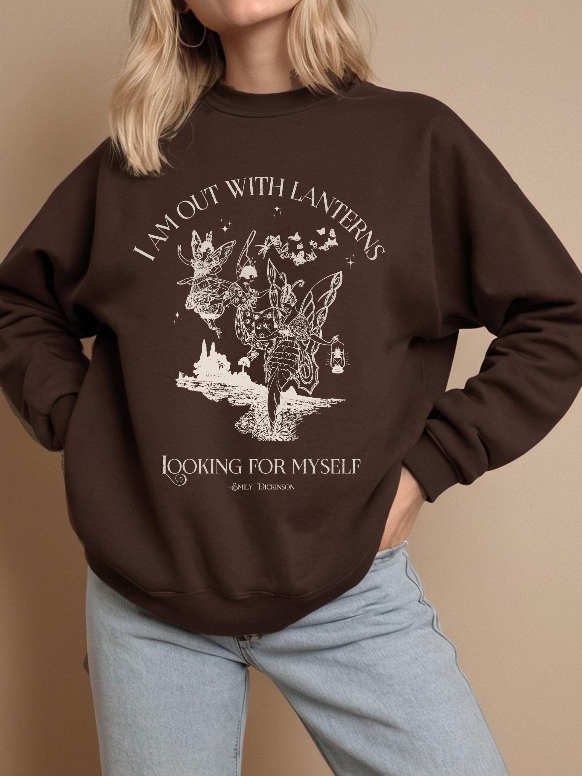 Emily Dickinson I am out with lanterns Sweatshirt * grunge fairycore dark light academia cottagecore aesthetic * subtle bookish merch gift