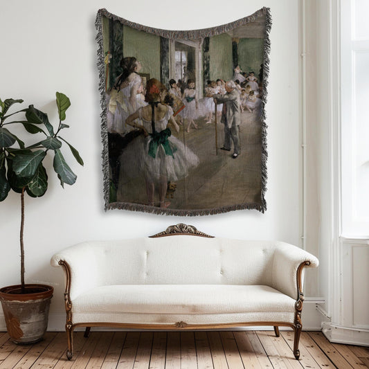 Degas Ballet Class Woven Tapestry Cotton Blanket * Ballerina Balletcore Coquette Light Academia Dancer Cozy Reading Throw Housewarming Gift