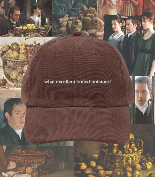 Pride & Prejudice What Excellent Boiled Potatoes Corduroy Embroidered Dad Hat * mr collins mr darcy elizabeth Bookish Gift Jane Austen Merch