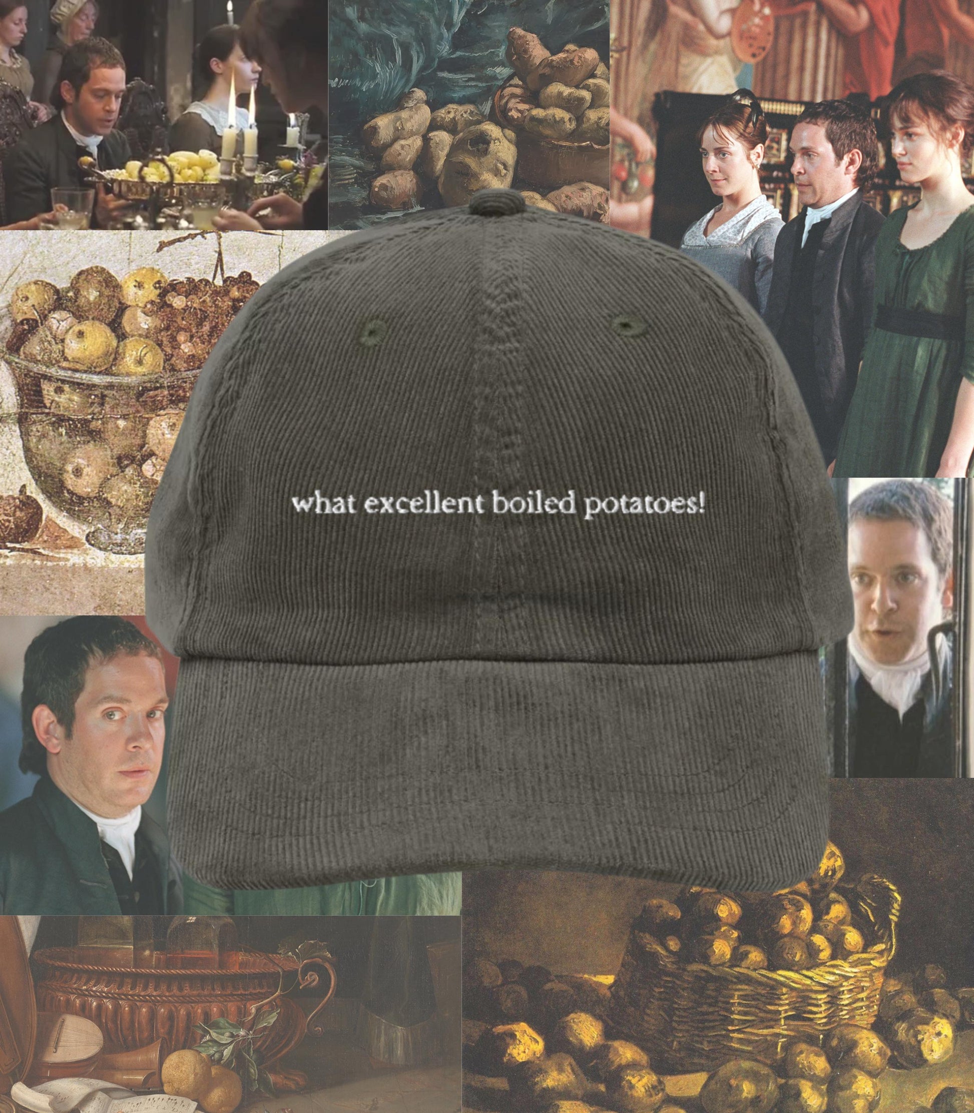 Pride & Prejudice What Excellent Boiled Potatoes Corduroy Embroidered Dad Hat * mr collins mr darcy elizabeth Bookish Gift Jane Austen Merch