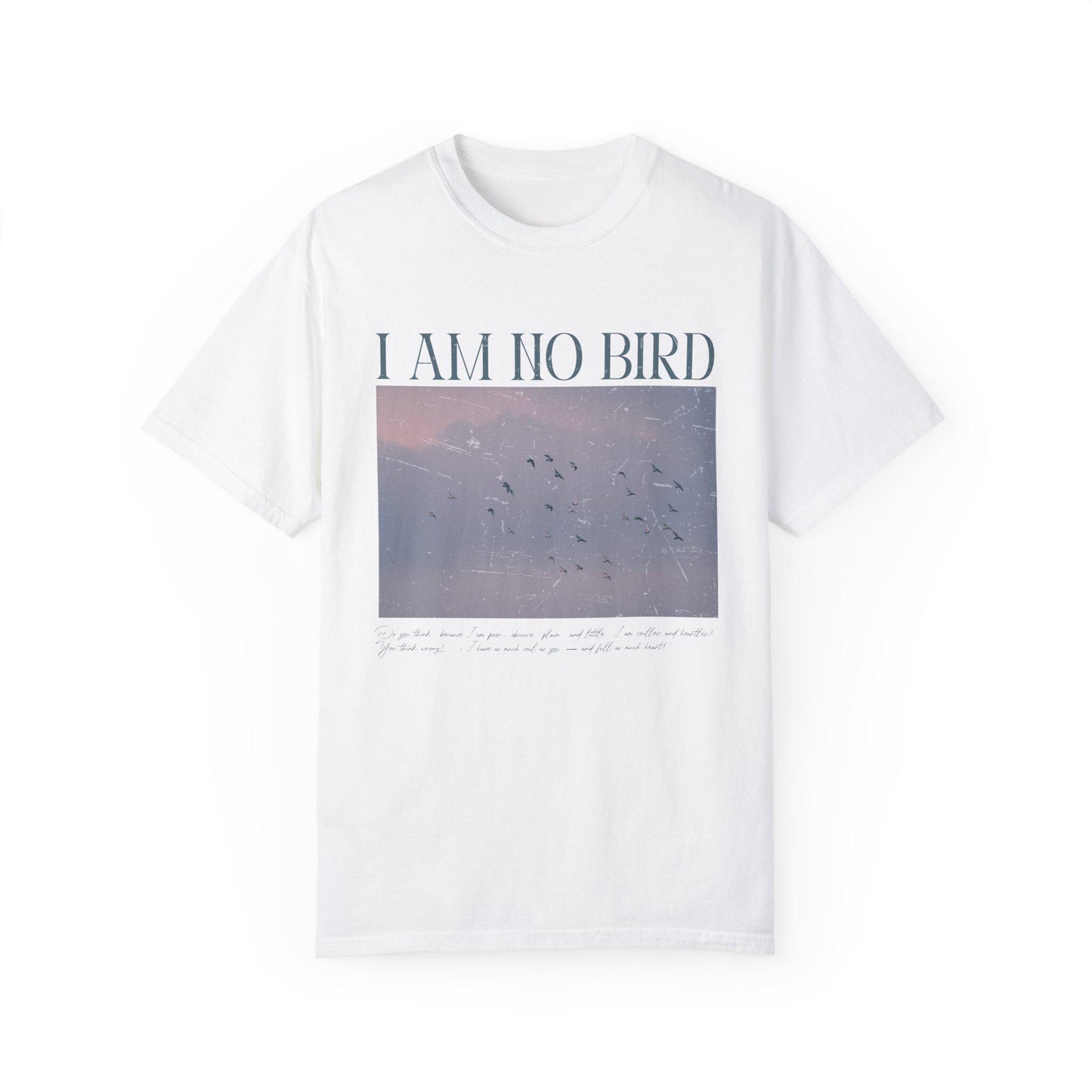 Jane Eyre I am no bird Vintage Comfort Colors Tee Thornfield Bronte Fandom Merch Bookish Gift Idea Subtle Dark Academia Aesthetic Book Lover