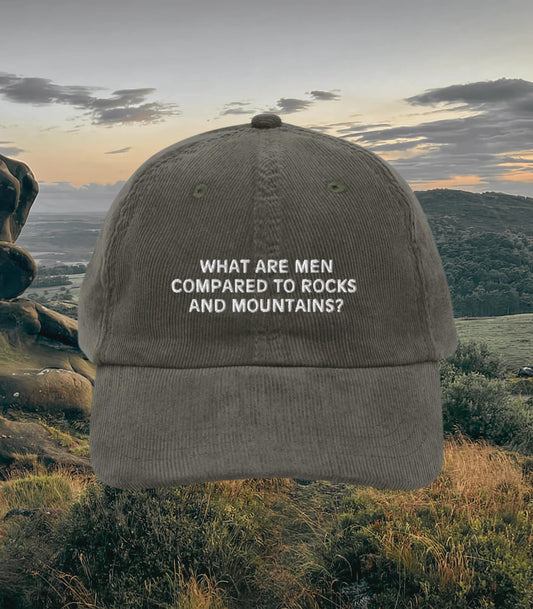 Pride & Prejudice What are Men Embroidered Corduroy Hat * 20th anniversary Rocks Mountains Pemberley Darcy Jane Austen Merch Gift