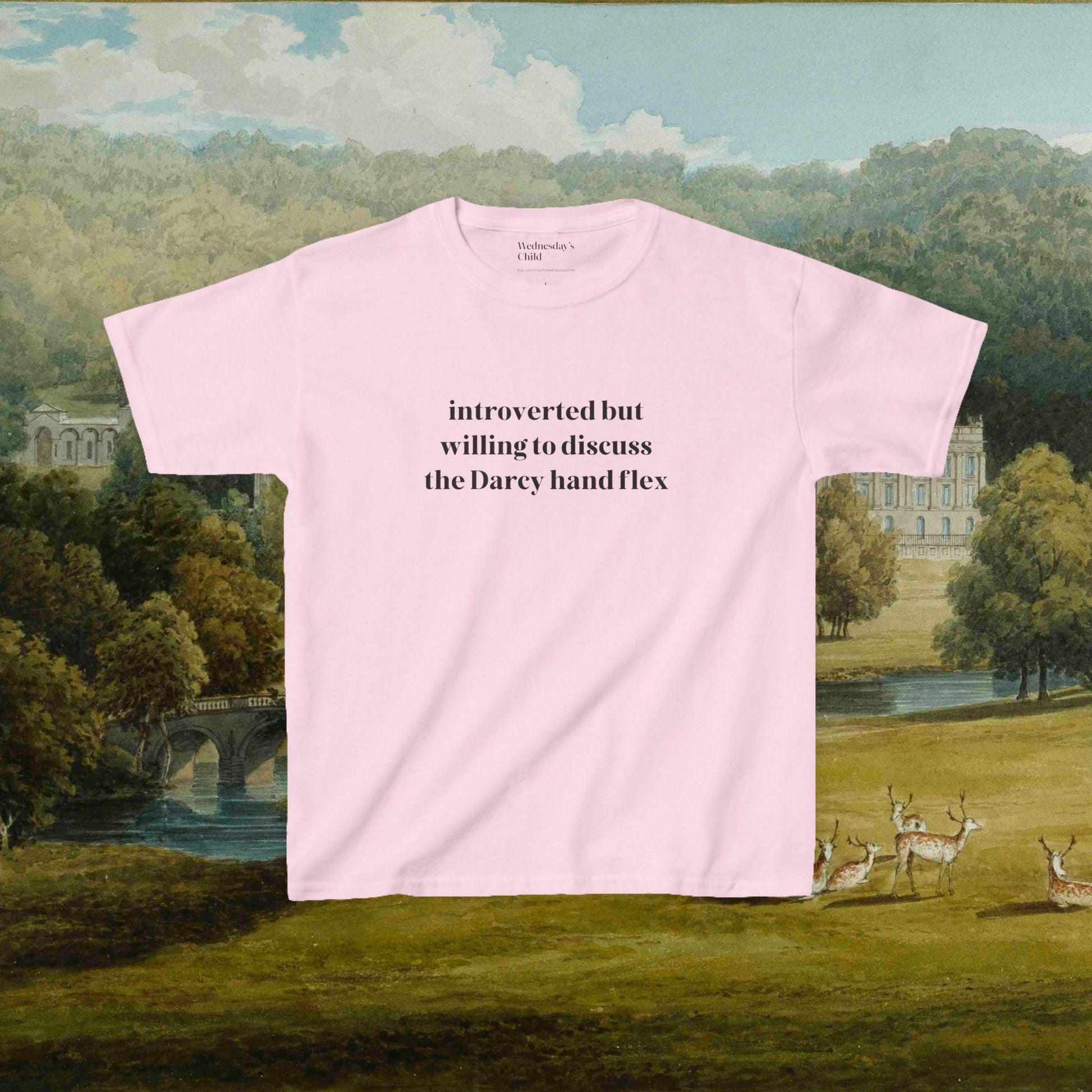 Pride & Prejudice Funny Introverted y2k Coquette Cotton Baby Tee * Jane Austen Merch Fandom Bookish Gift Pemberley Most Ardently Hand Flex