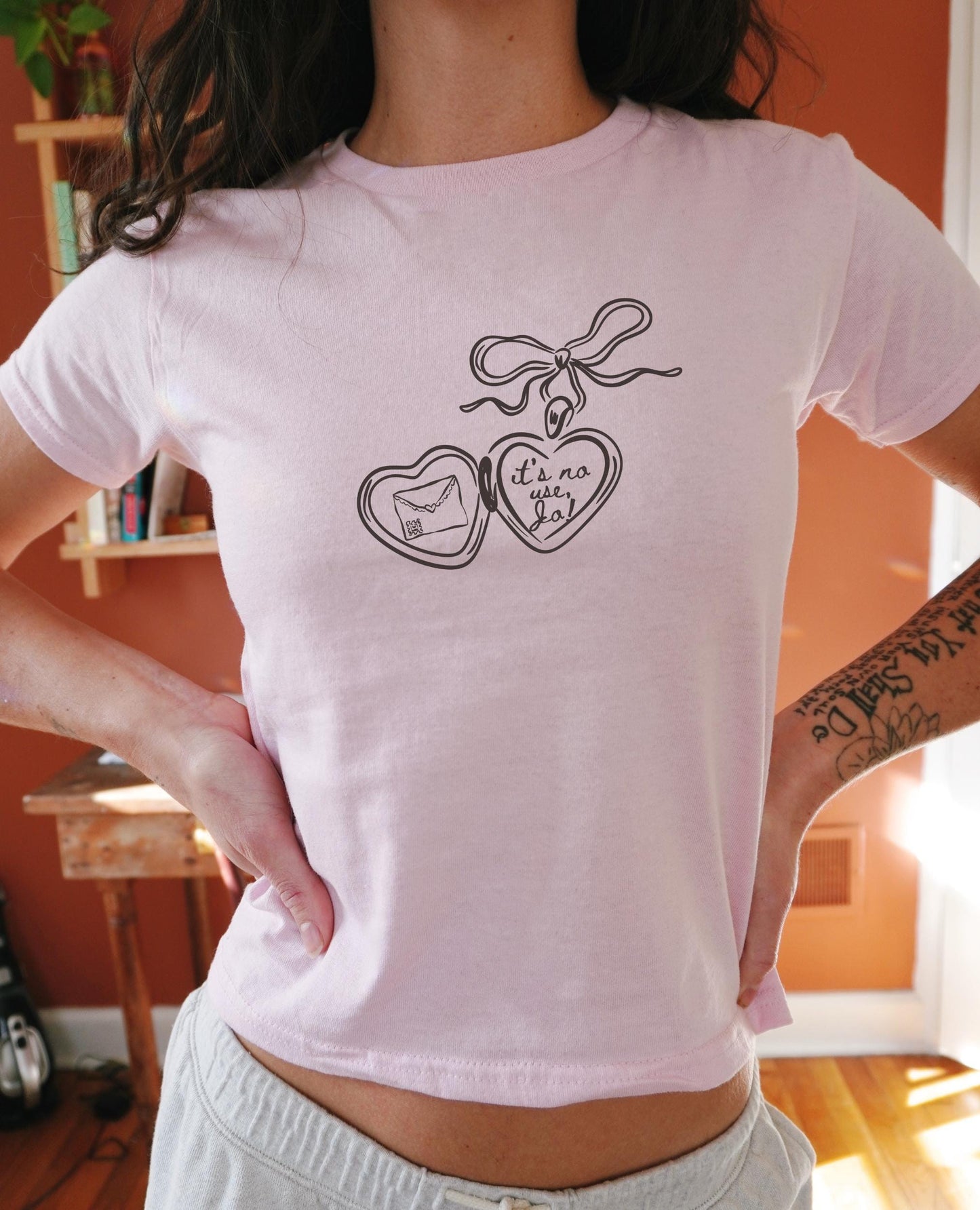 It's No Use Jo! Little Women Locket y2k Cotton Baby Tee * Coquette Aesthetic Cottagecore Bookish Gift * March Sisters Meg Beth Amy Laurie